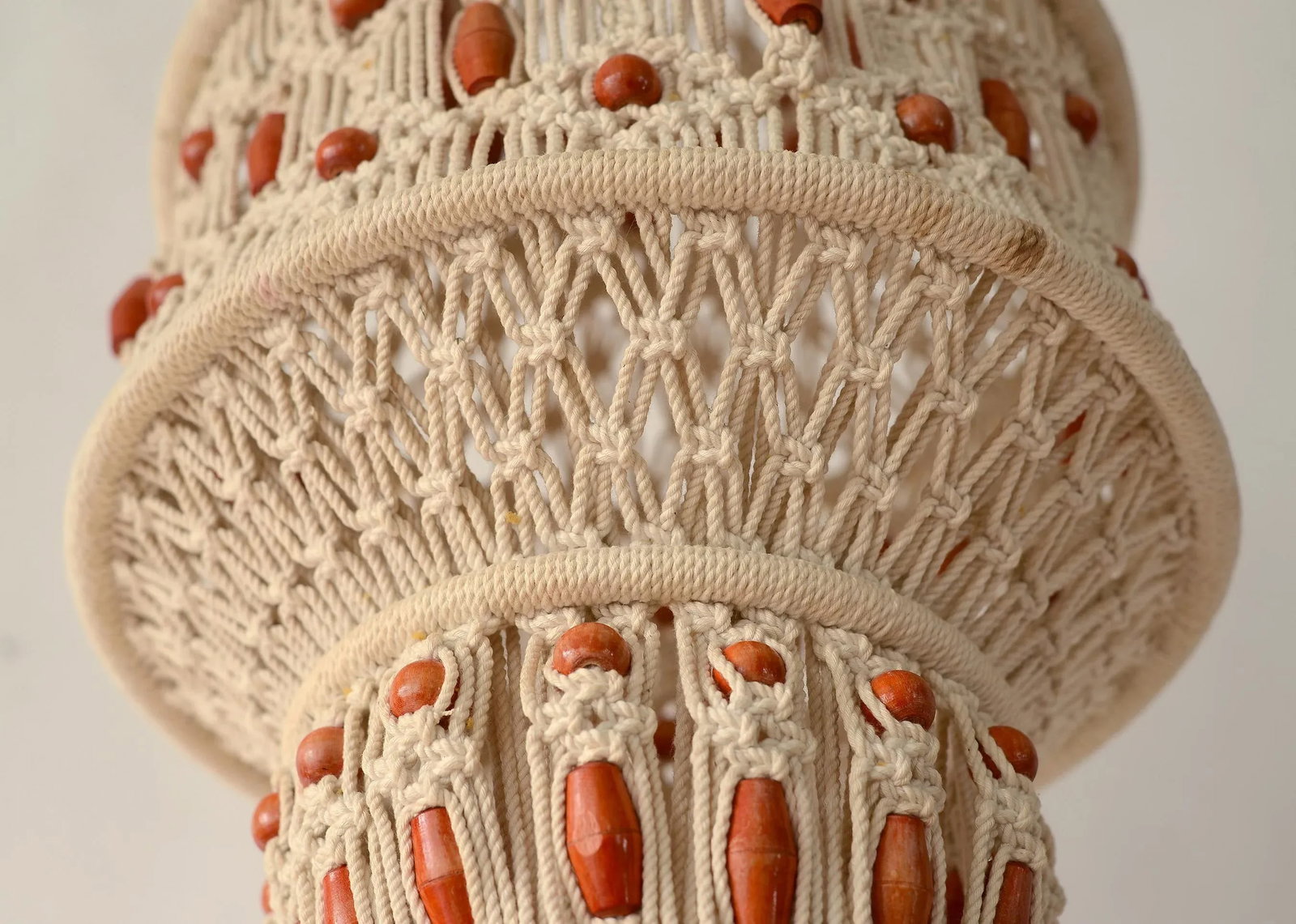 1970s Large Boho Hanging Beaded Macrame Mobile Sculpture - 8
