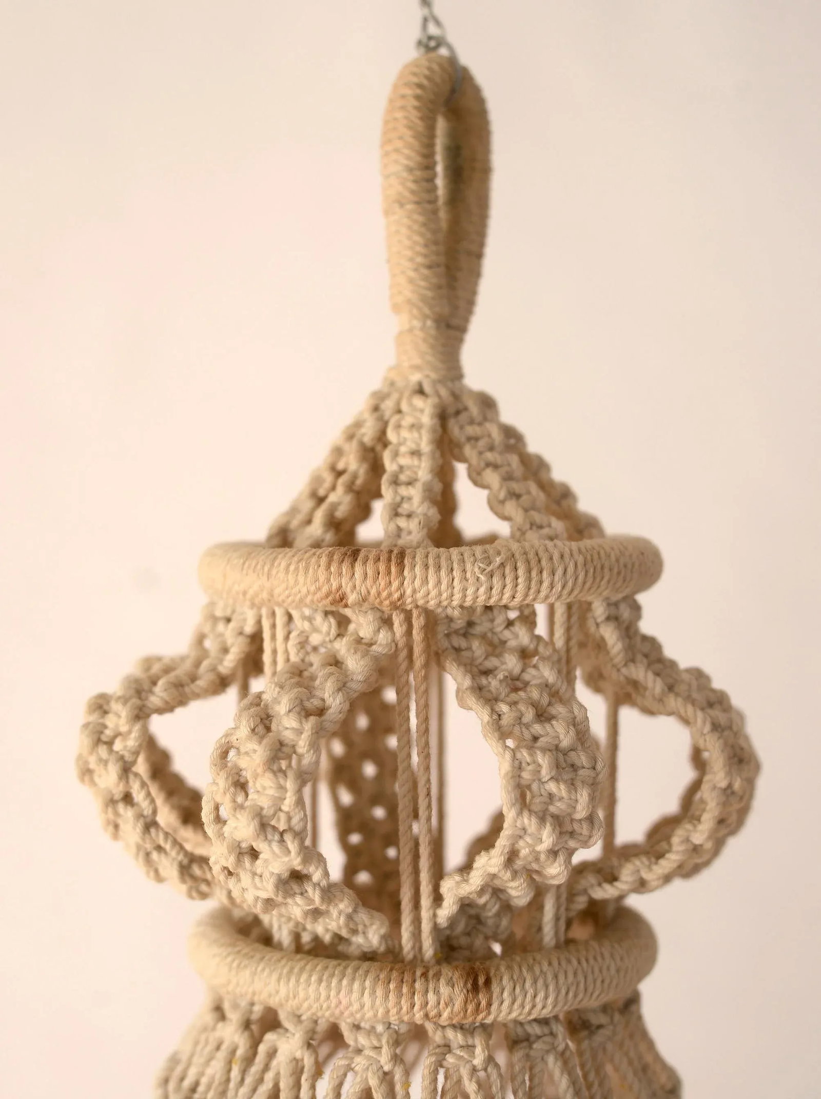 1970s Large Boho Hanging Beaded Macrame Mobile Sculpture - 9