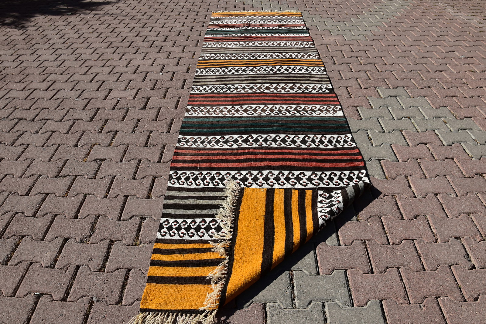 1970s Scandinavian Hand Knotted Colorful Runner - 2