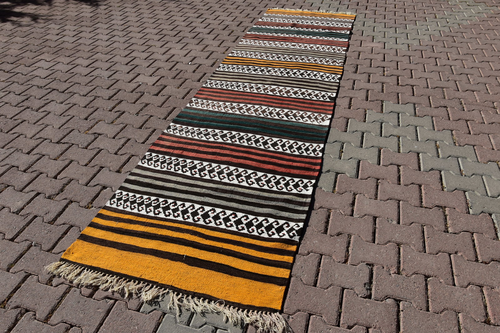 1970s Scandinavian Hand Knotted Colorful Runner - 3