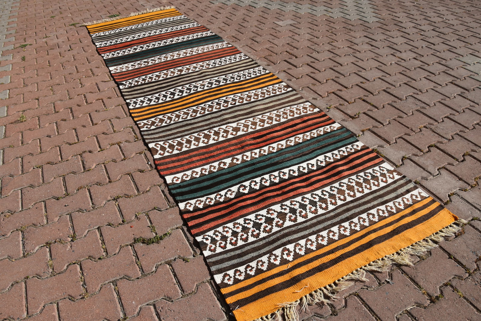 1970s Scandinavian Hand Knotted Colorful Runner - 4
