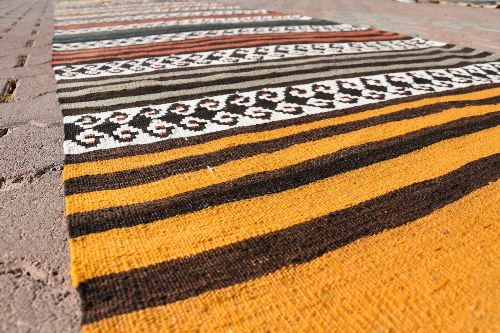 1970s Scandinavian Hand Knotted Colorful Runner - 6