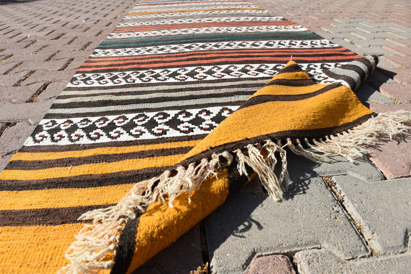 1970s Scandinavian Hand Knotted Colorful Runner - 9