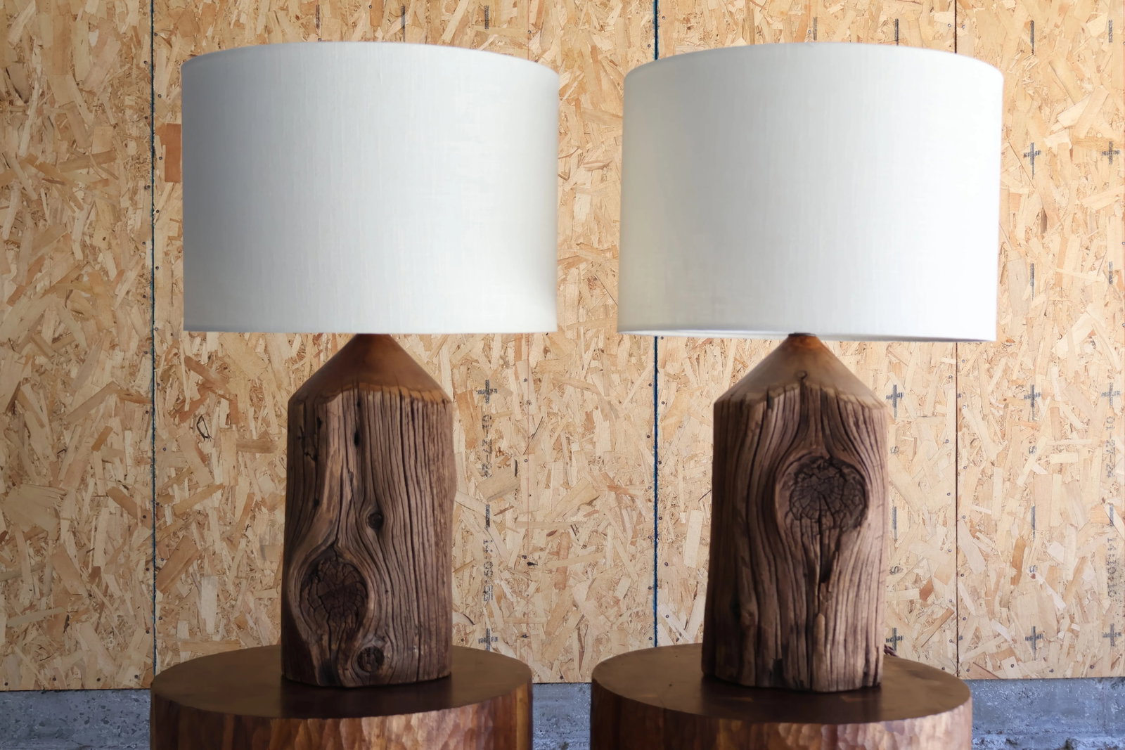 Pair of Californian Studio Craft Cedar Wood Lamps, 1970s - 10