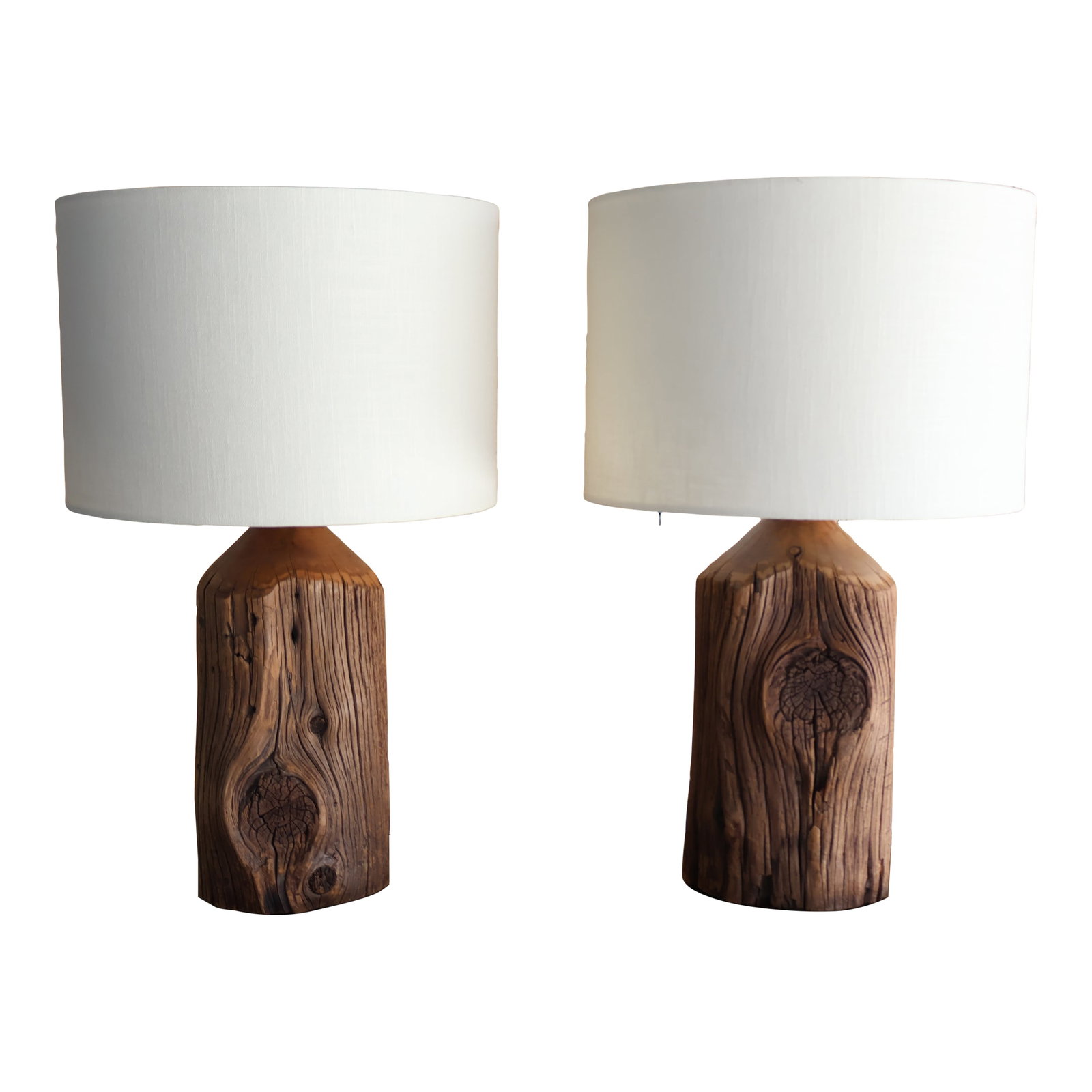 Pair of Californian Studio Craft Cedar Wood Lamps, 1970s (1 of 15)