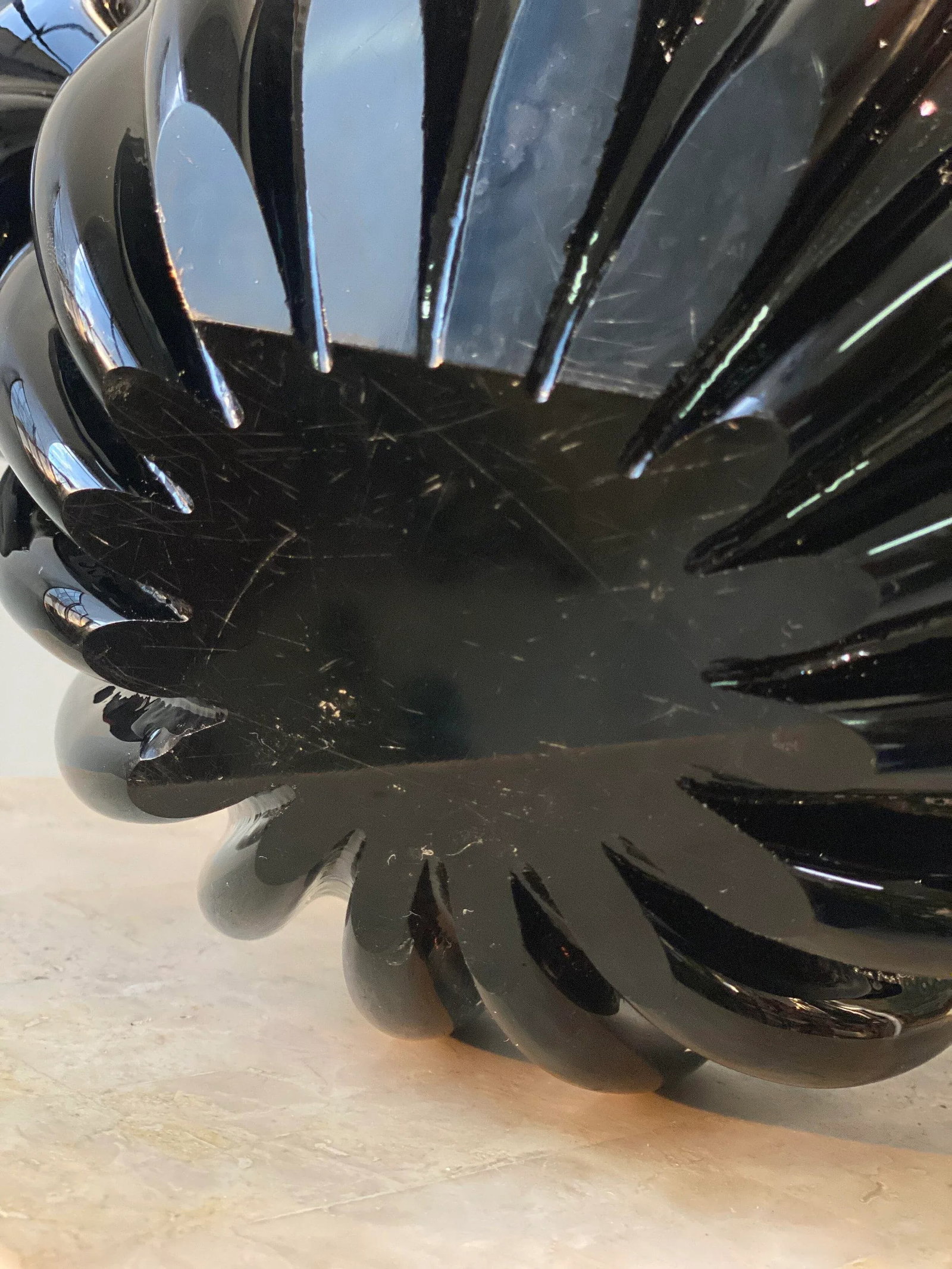 Vintage 1960s Large Scale Black and Pink Murano Clam Shell Centerpiece Bowl Attributed to Archimede - 10