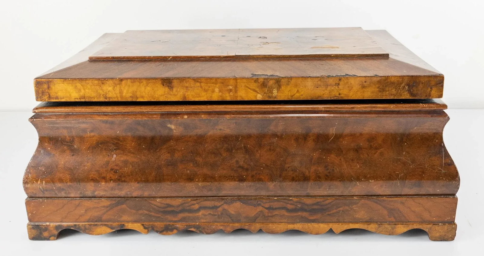 American Empire Walnut Burl Veneer Writing Stationary Box - 2