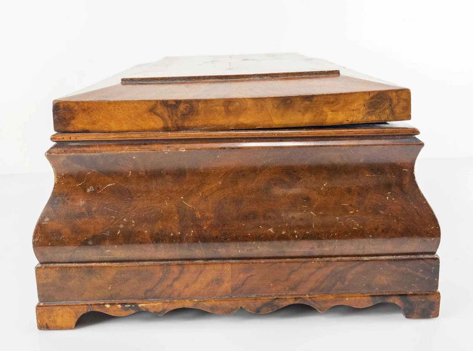 American Empire Walnut Burl Veneer Writing Stationary Box - 3