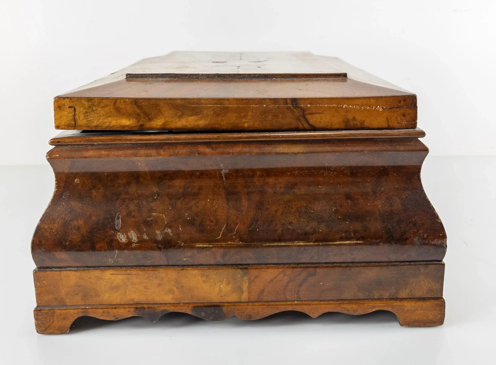 American Empire Walnut Burl Veneer Writing Stationary Box - 5