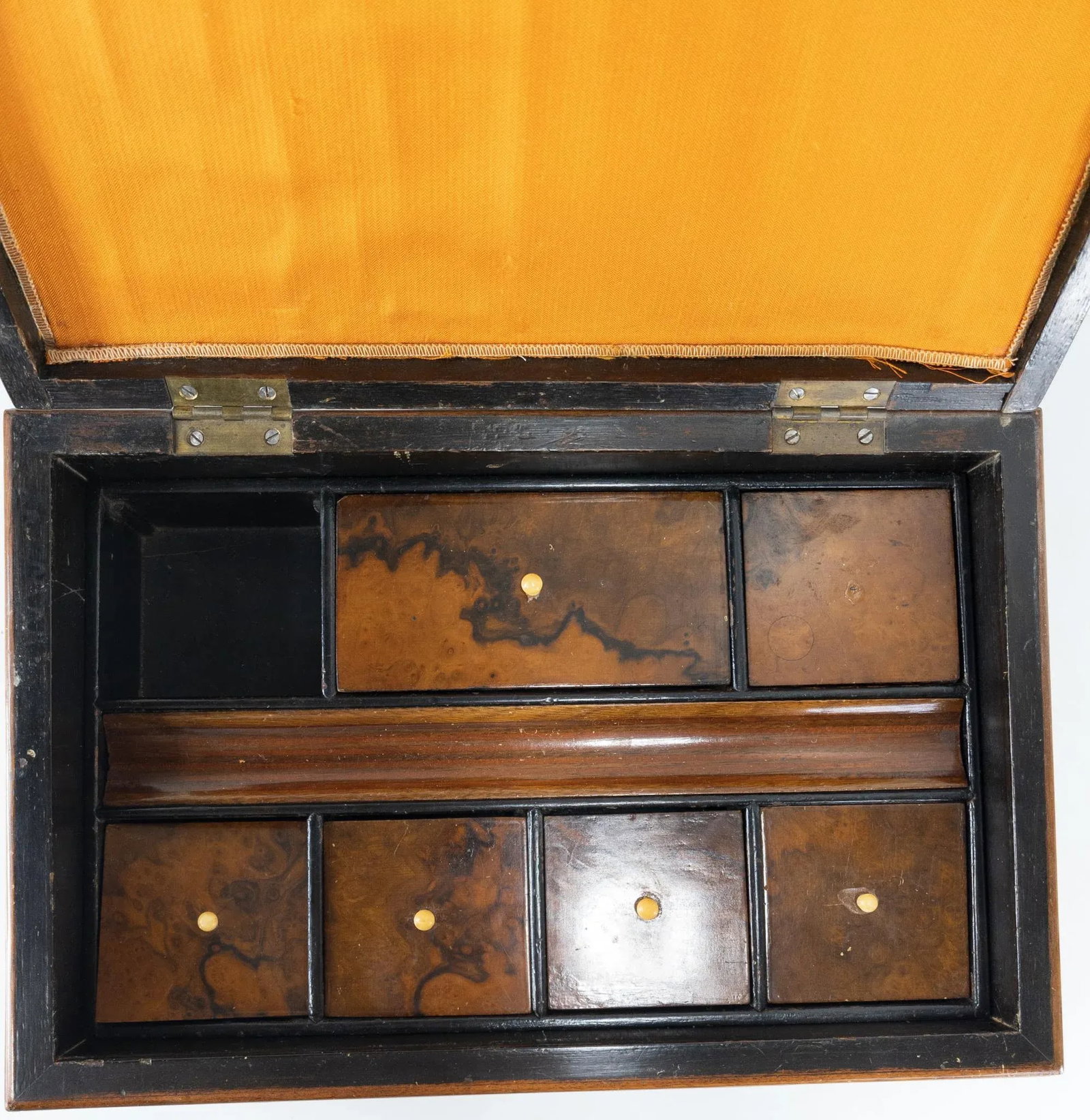 American Empire Walnut Burl Veneer Writing Stationary Box - 7