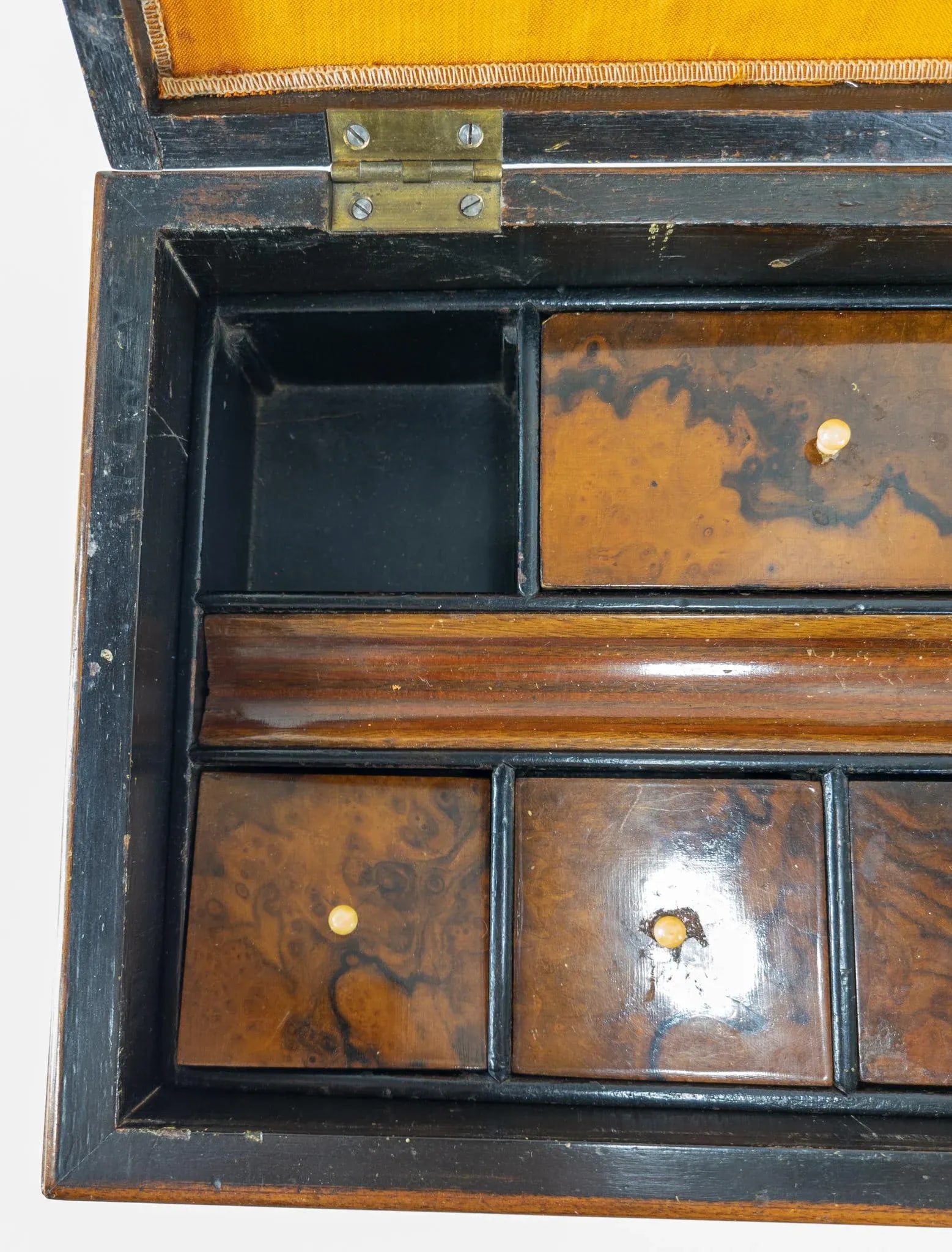 American Empire Walnut Burl Veneer Writing Stationary Box - 8