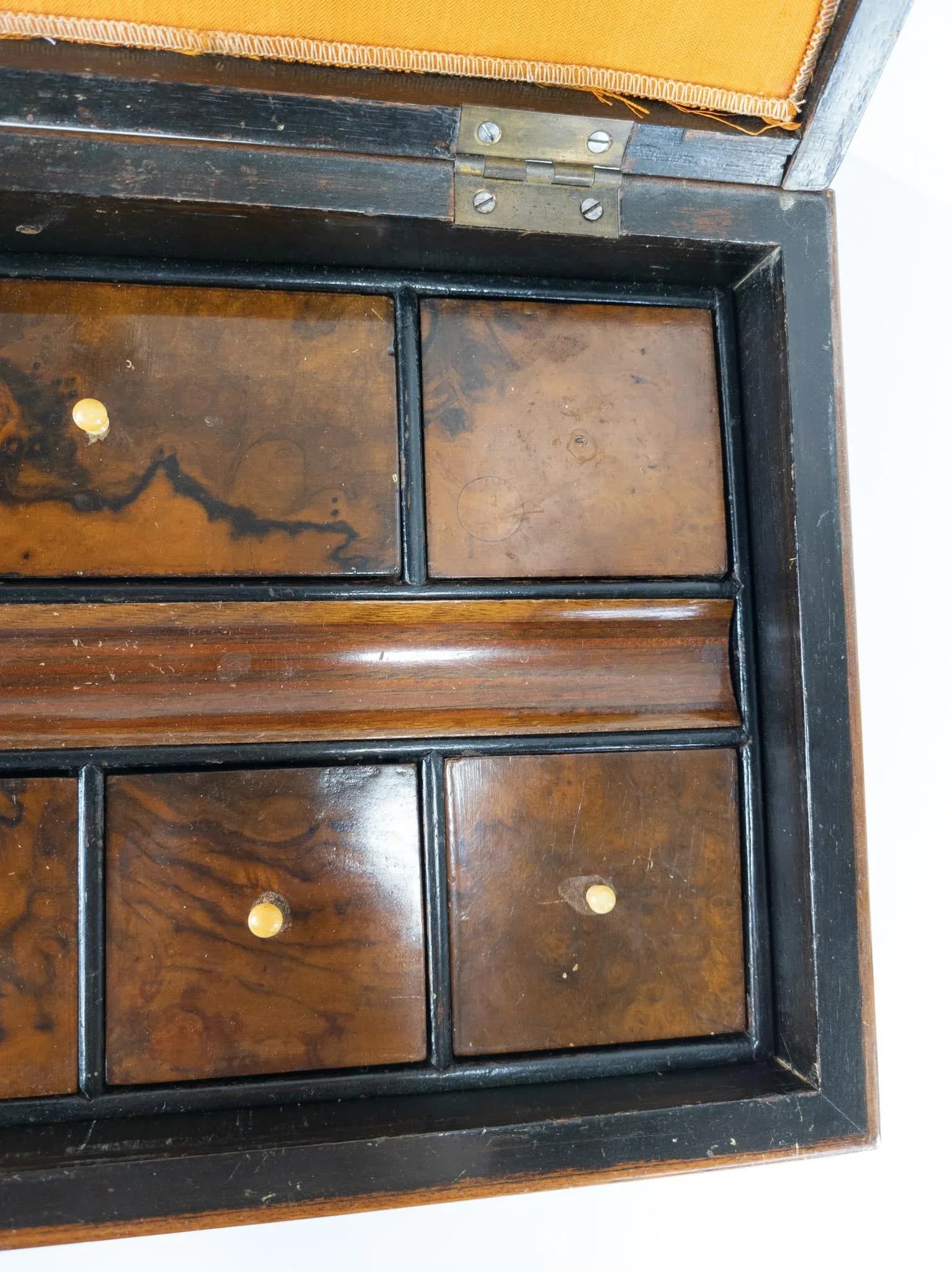 American Empire Walnut Burl Veneer Writing Stationary Box - 9