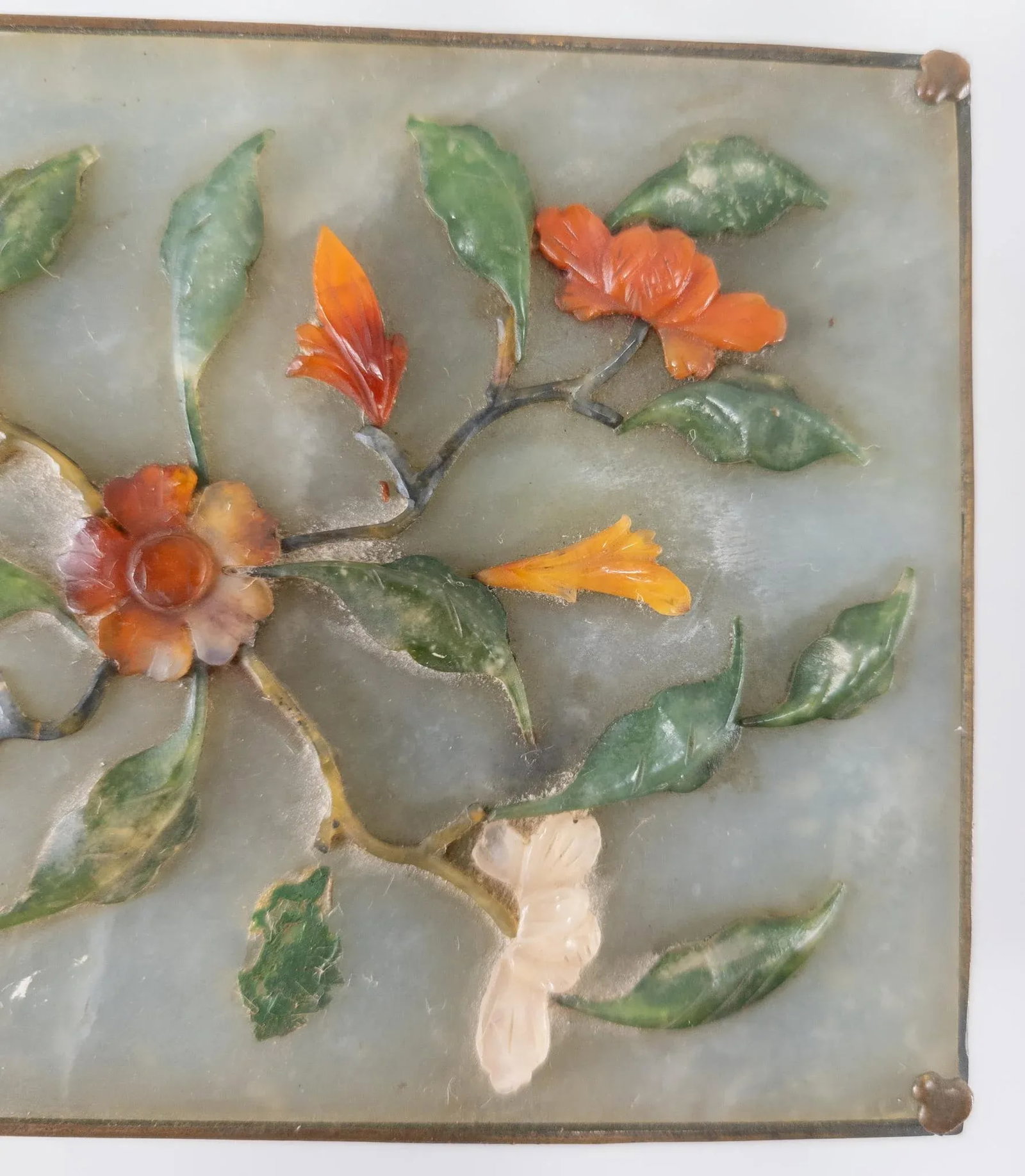 Early 20th Century Chinese Export Chinoiserie Bronze Box With Soapstone and Carnelian Agate - 4