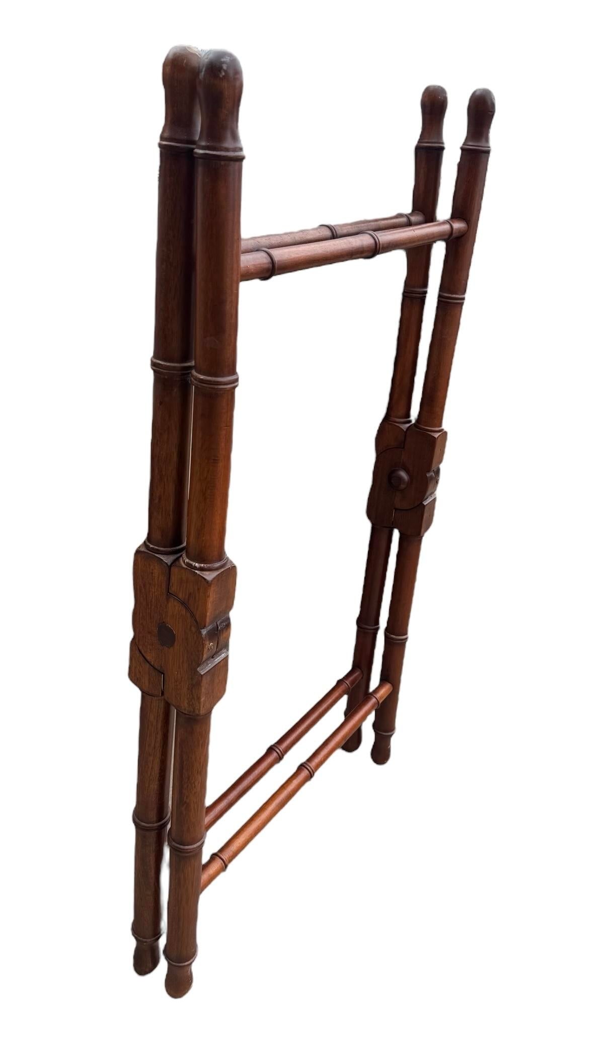 Vintage Rattan & Bamboo Butler Tray on Stand - 11