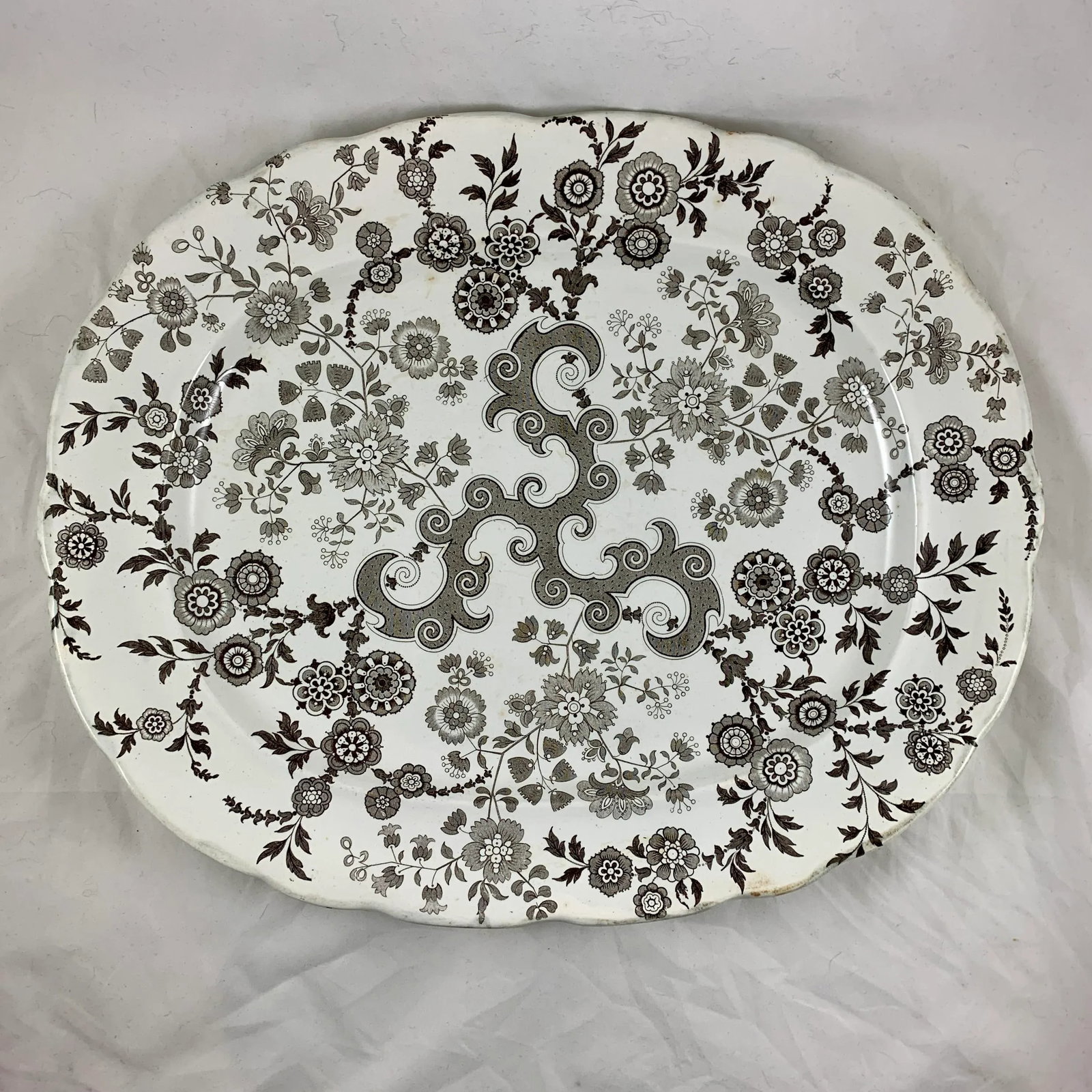 William Ridgway English Staffordshire Transferware Platter, Flosculous Pattern - 13