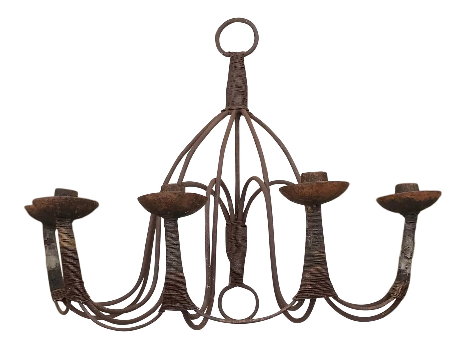 Vintage 1940s Hand Forged Iron 5 Candle Wall Sconce: Vintage hand forged Iron Wall Sconce, a beautifully aged primitive with a rusted patina. Boho chic suitable for indoor or outdoor. Condition: Alterations: Original Condition Unaltered Imperfections: