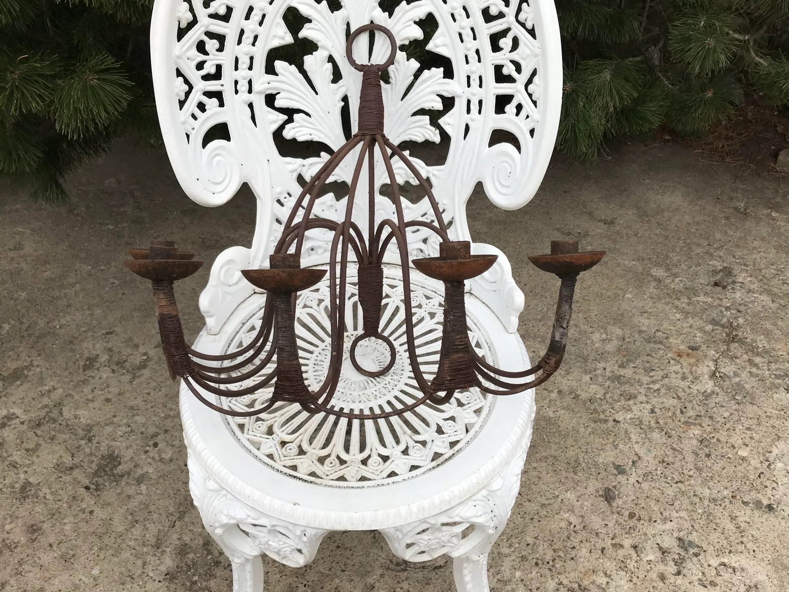 Vintage 1940s Hand Forged Iron 5 Candle Wall Sconce - 2