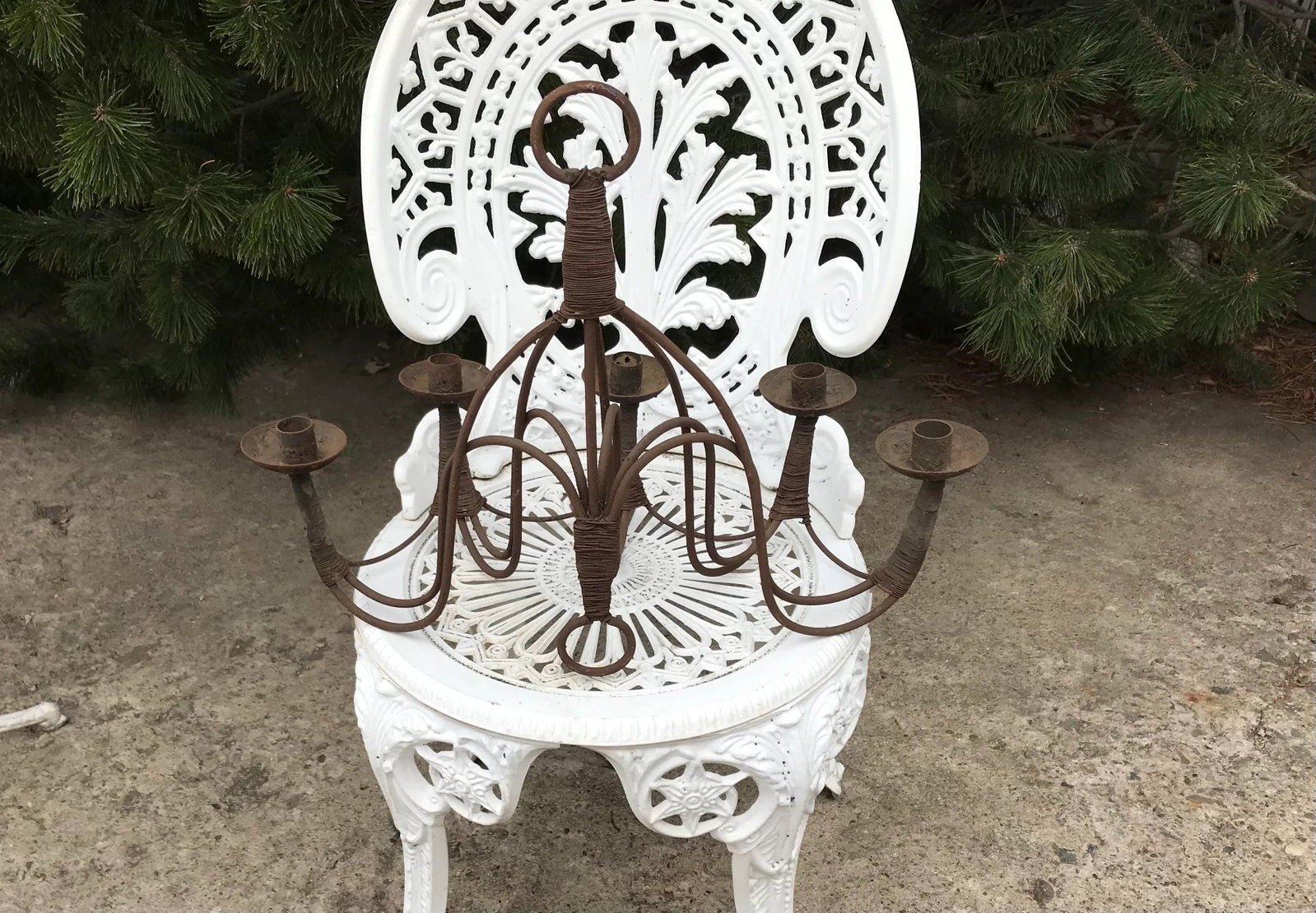 Vintage 1940s Hand Forged Iron 5 Candle Wall Sconce - 4