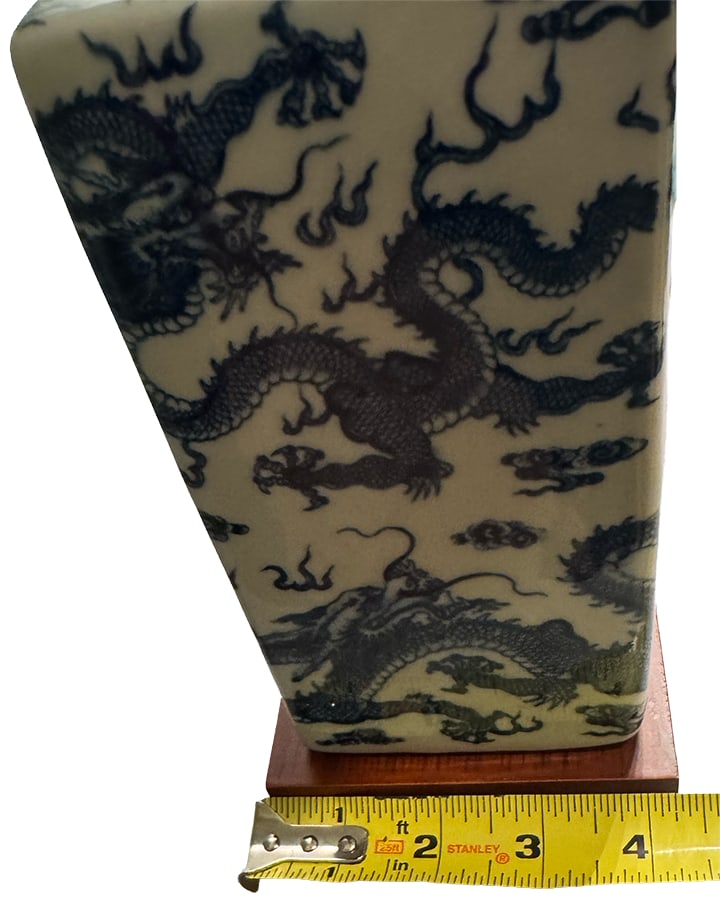 Rare Vintage Ralph Lauren Blue & White Dragon Chinoiserie Porcelain Table Lamp With Brass and Wood B - 18