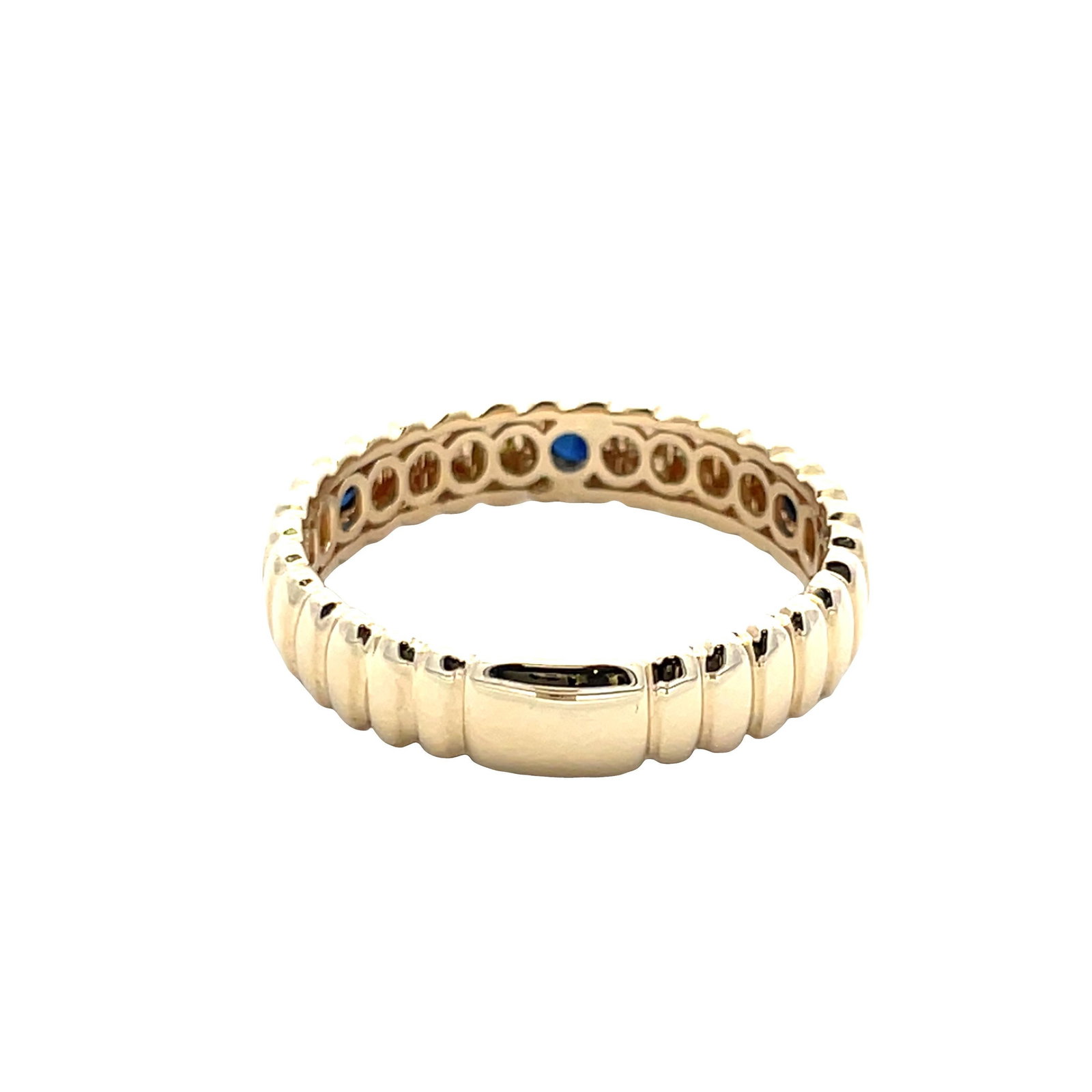14k Yellow Gold Sapphire Band Ring, Size 6.75 - 2
