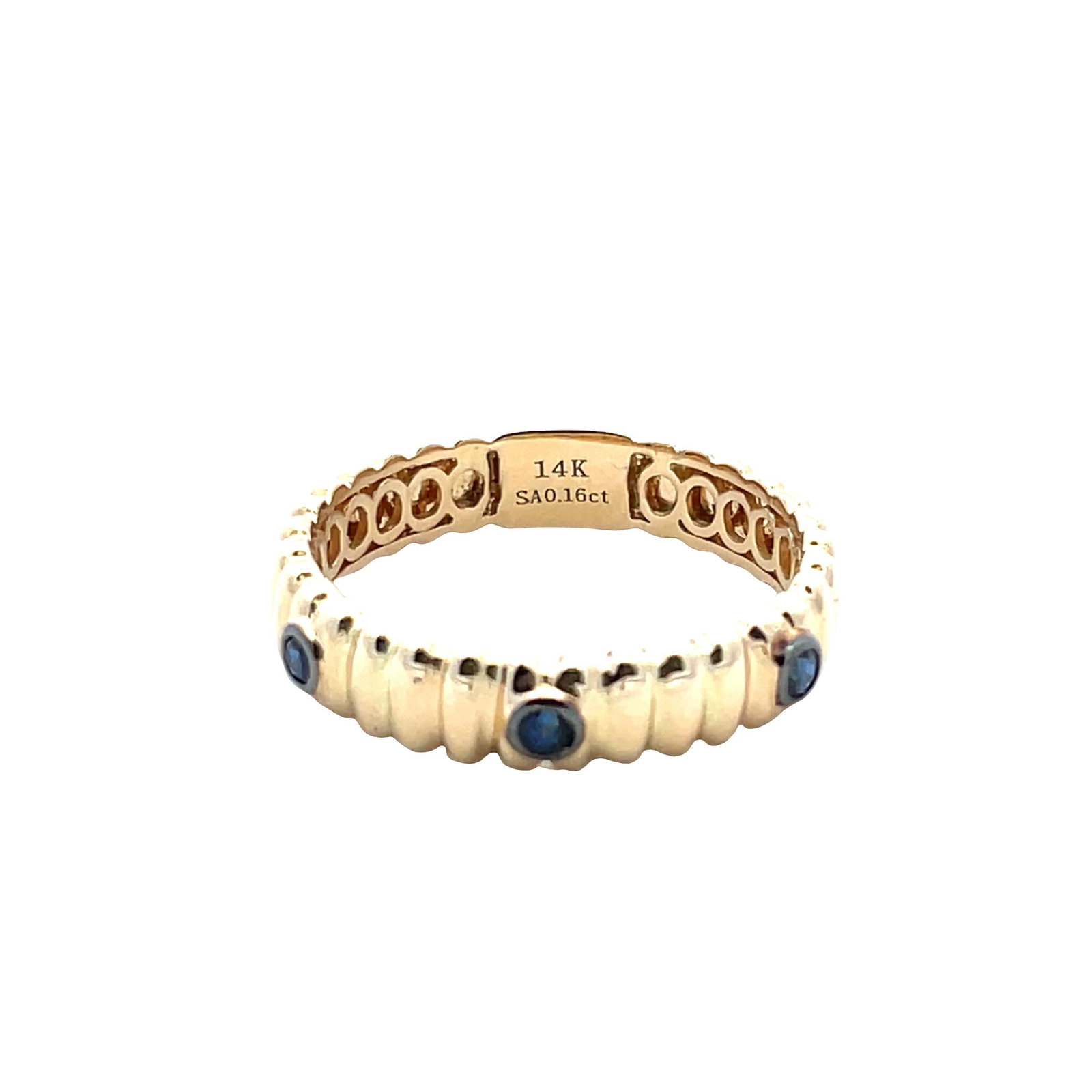 14k Yellow Gold Sapphire Band Ring, Size 6.75 - 4