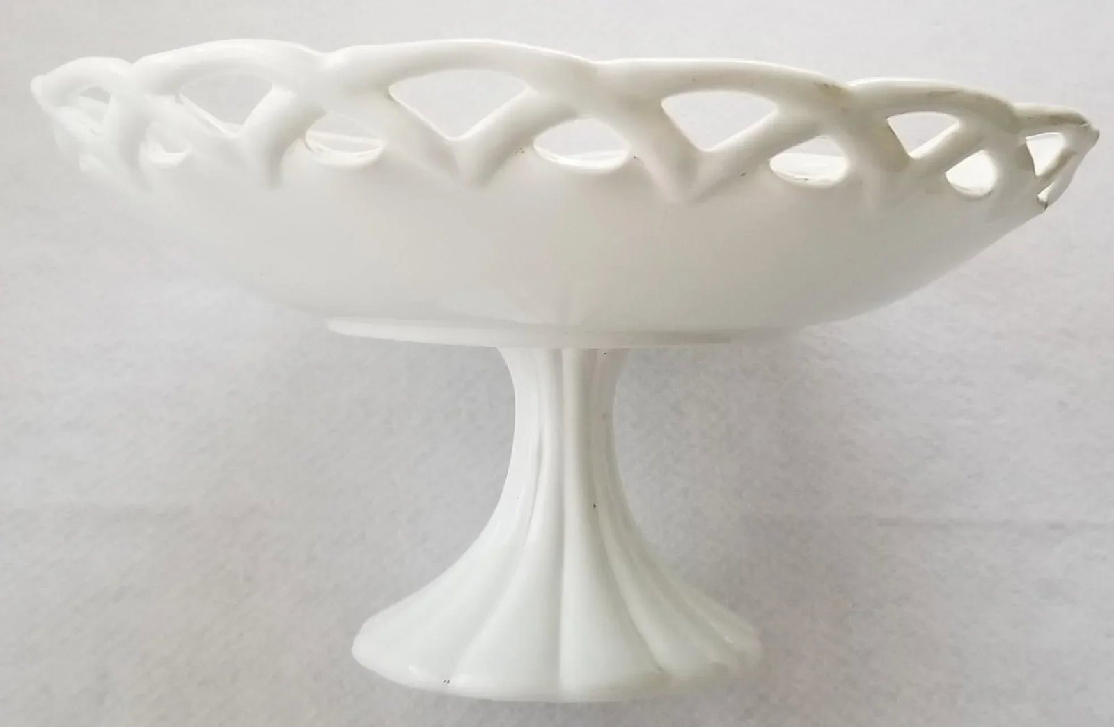 Vintage Fenton Extra Large Milk Glass Pedestal Bowl - 2