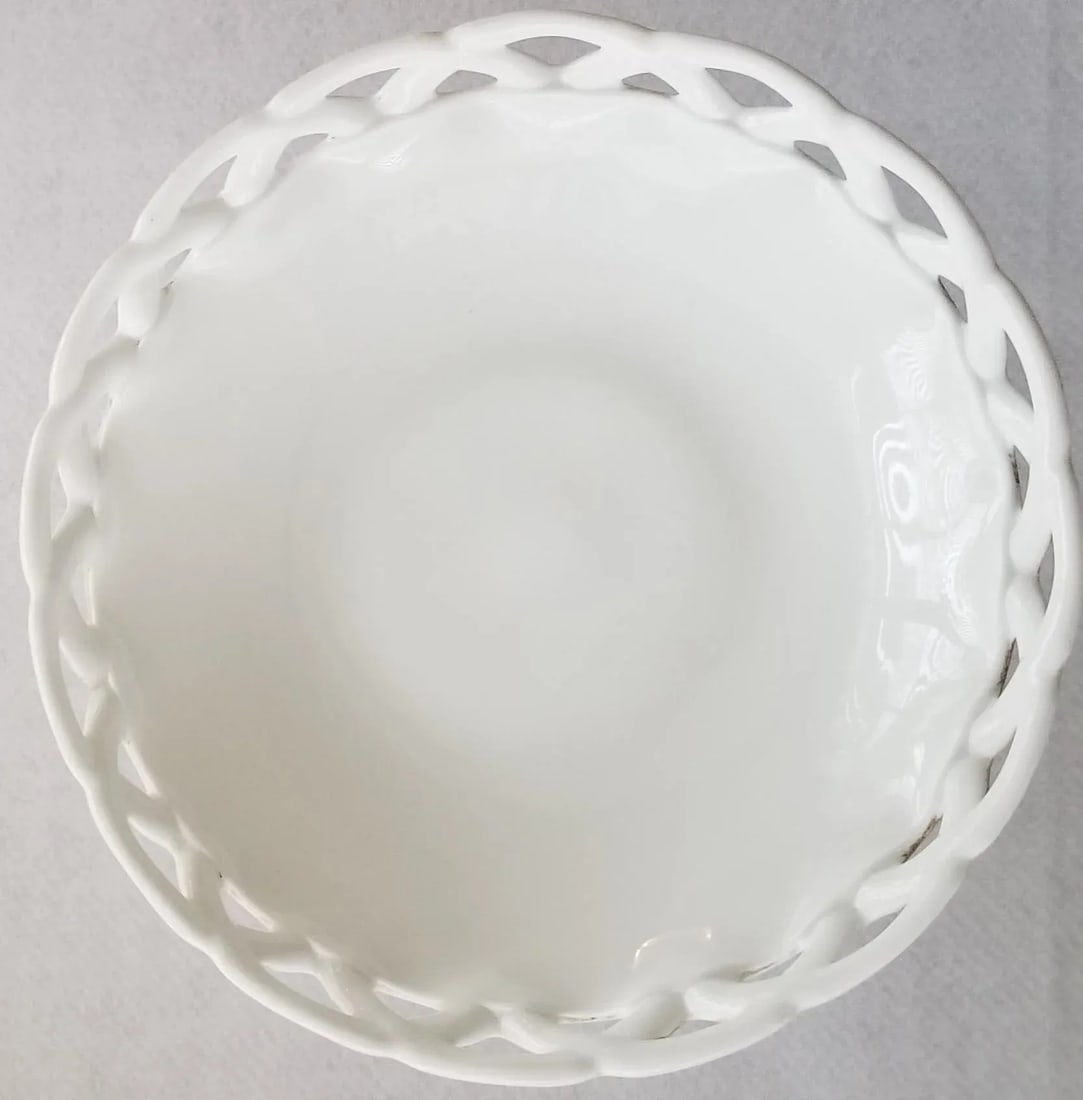 Vintage Fenton Extra Large Milk Glass Pedestal Bowl - 3