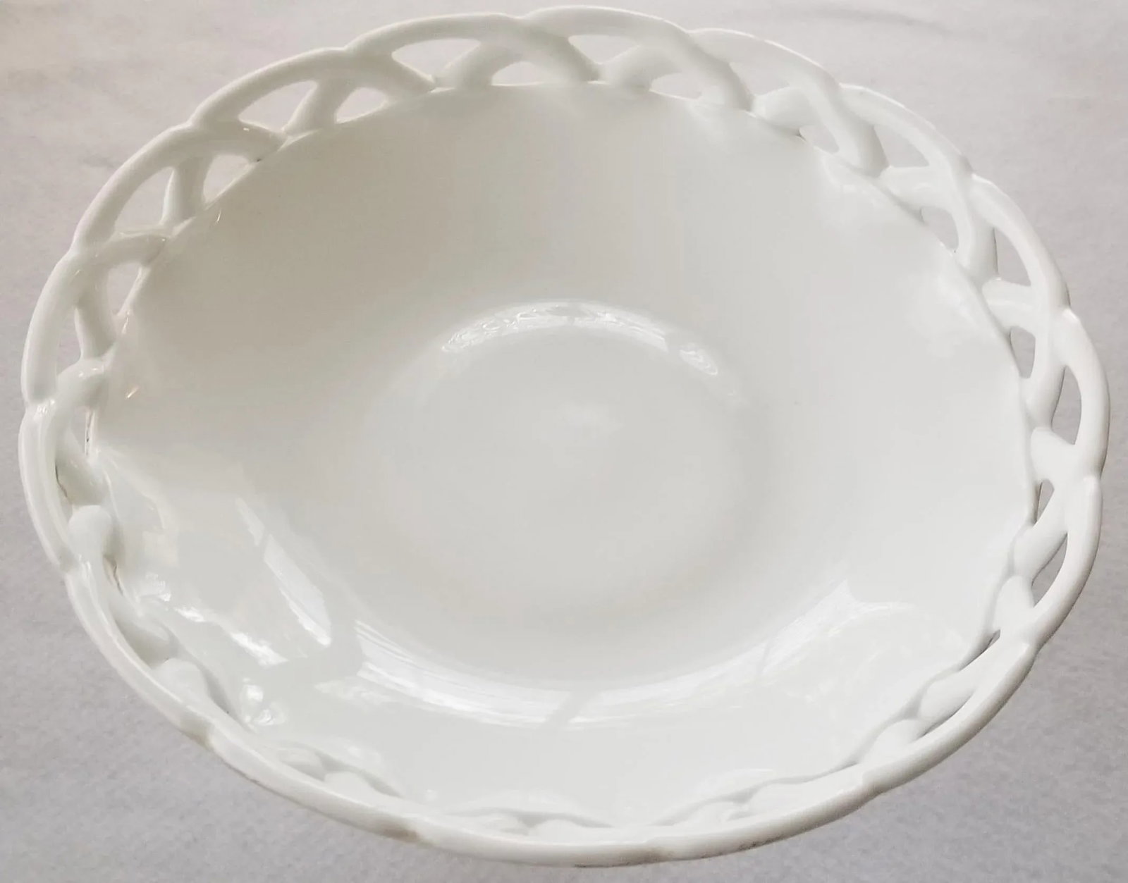 Vintage Fenton Extra Large Milk Glass Pedestal Bowl - 4