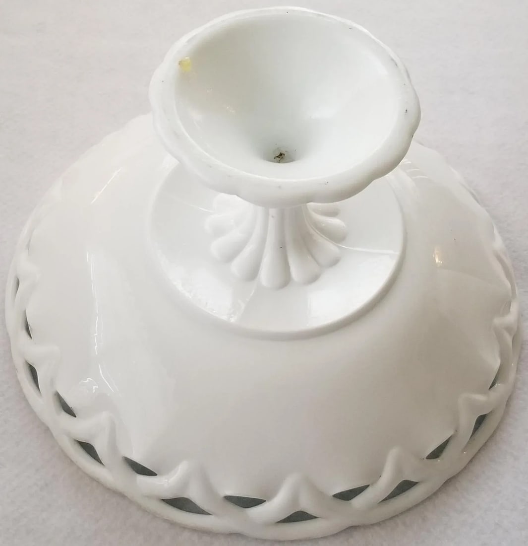 Vintage Fenton Extra Large Milk Glass Pedestal Bowl - 5
