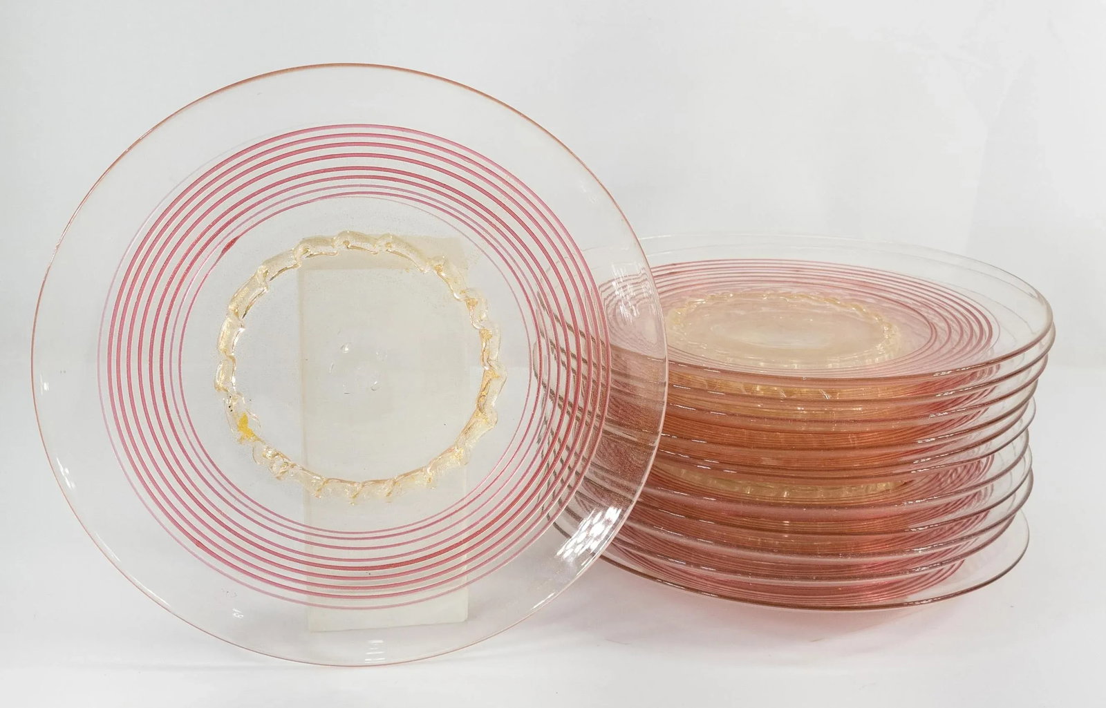 Mid 20th Century Italian Murano Venetian Glass Dinner or Salad Plates - Set of 12 - 12