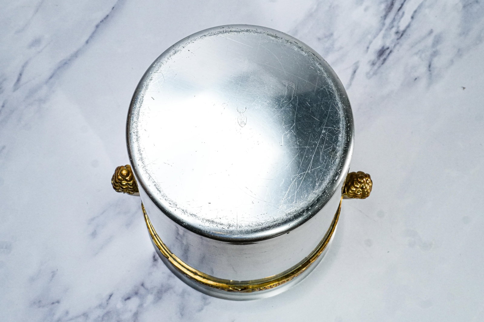 1930s Incredible Art Deco Antique Aluminum Brass Wine Cooler Ice Bucket Grape Design Trophy Presenta - 11