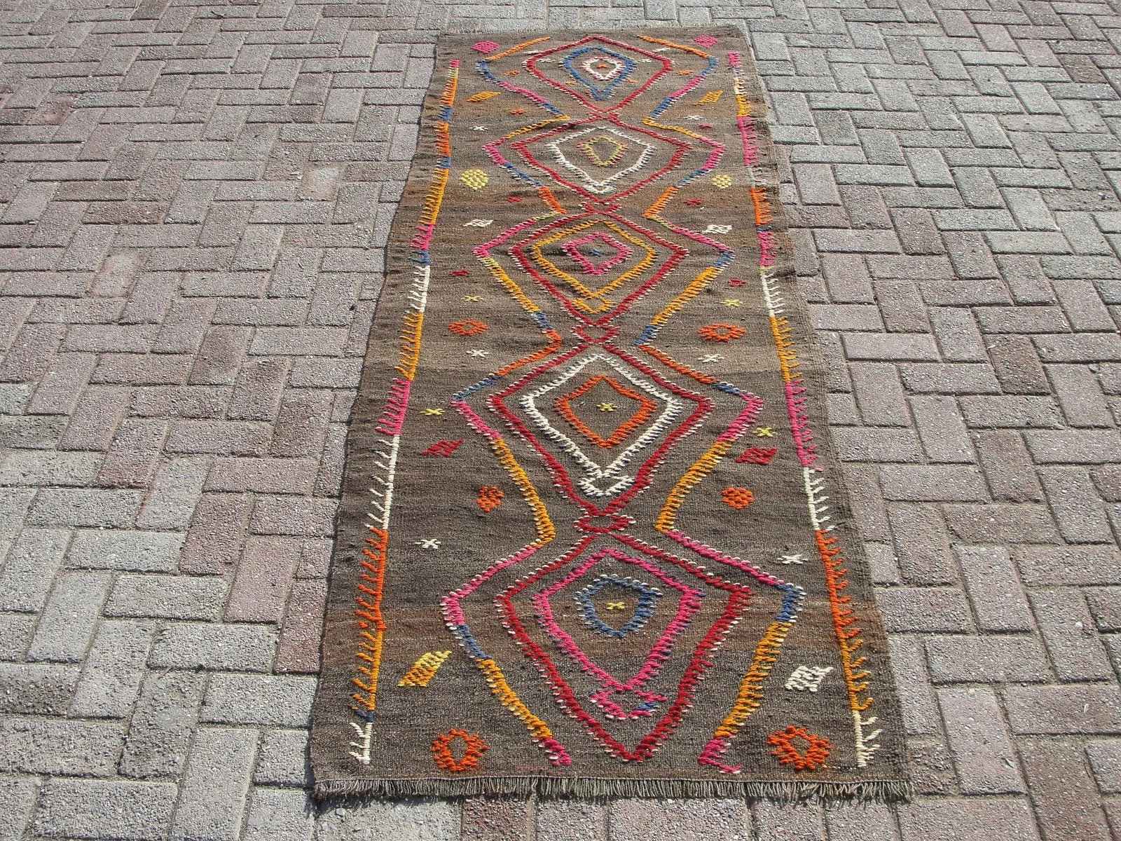 Vintage Turkish Kilim Runner Rug , Area Kilim for Livingroom,Bedroom , - 11