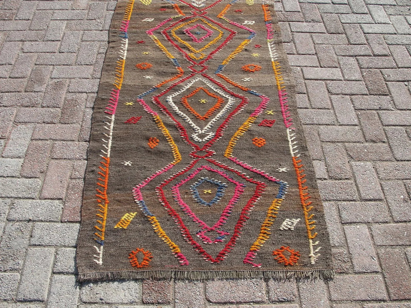 Vintage Turkish Kilim Runner Rug , Area Kilim for Livingroom,Bedroom , - 2
