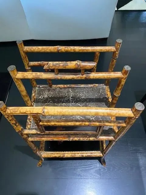 19th Century English Bamboo Chinoiserie Tortoise Shell Magazine Stand - 3