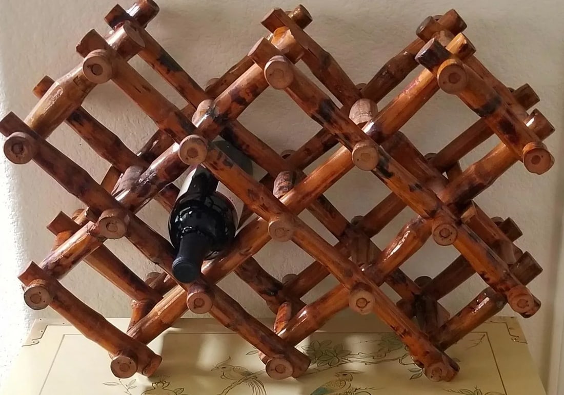 Vintage Varnished Scorched Bamboo Expandable Wine Rack - 2