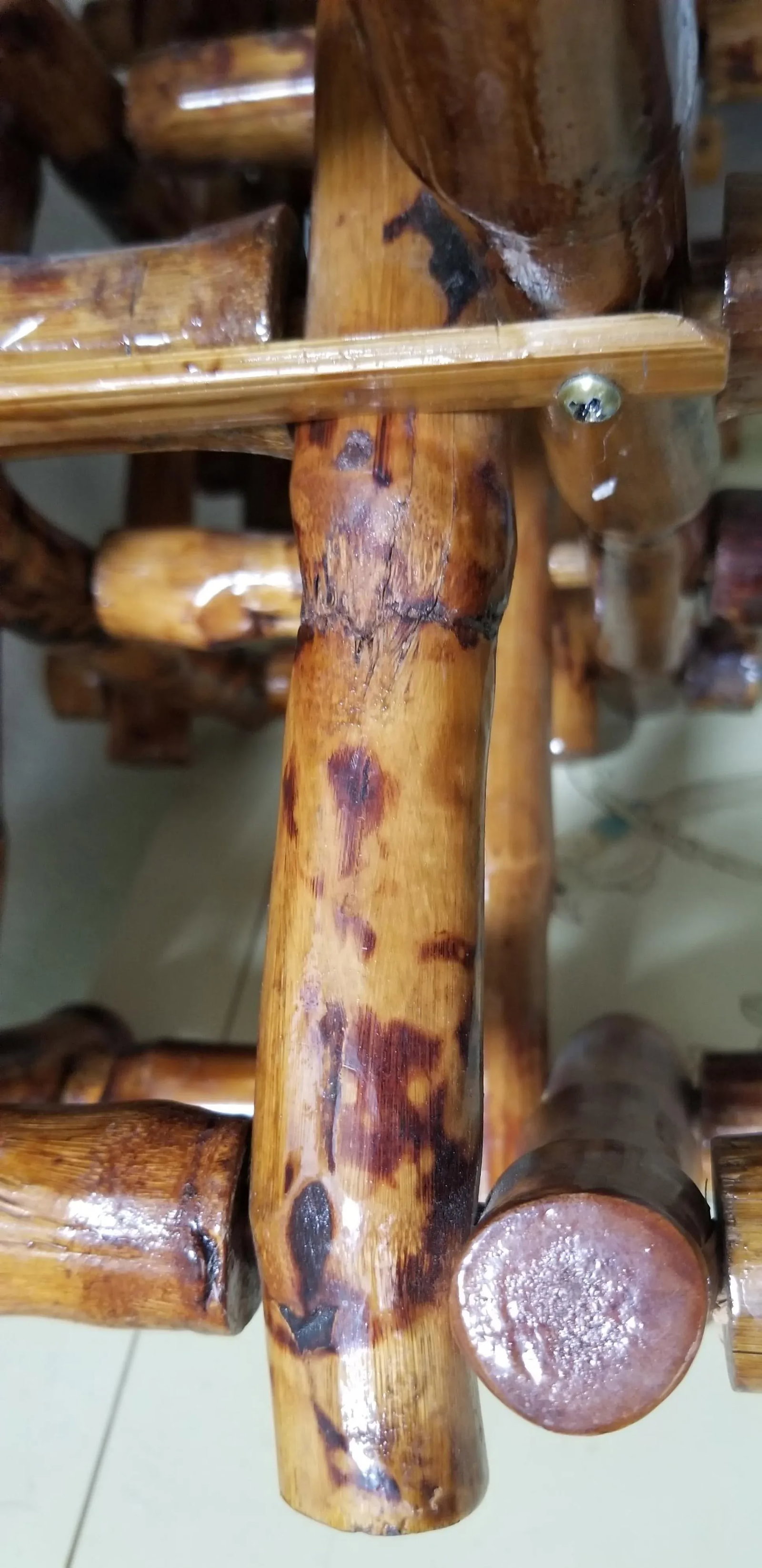 Vintage Varnished Scorched Bamboo Expandable Wine Rack - 5