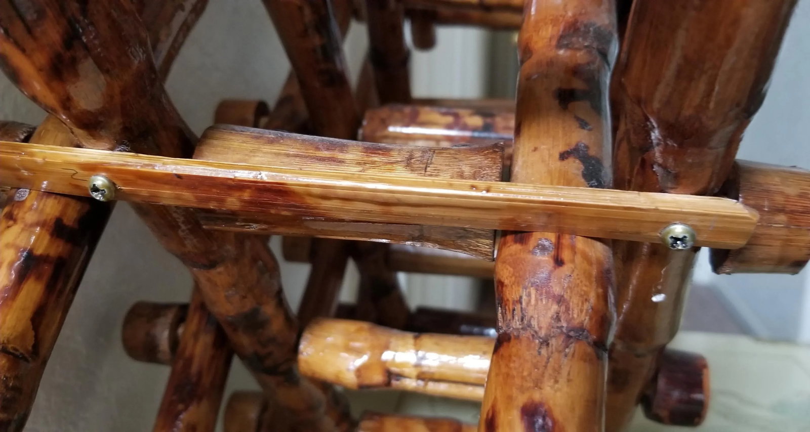Vintage Varnished Scorched Bamboo Expandable Wine Rack - 8