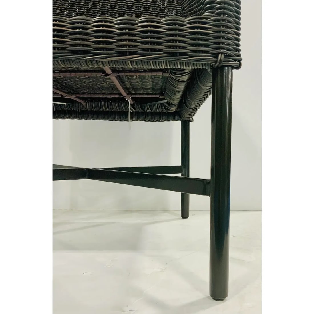Thomas Pheasant for Baker / McGuire Modern Chocolate Brown Woven Resin Outdoor Dining Chairs Pair - 2