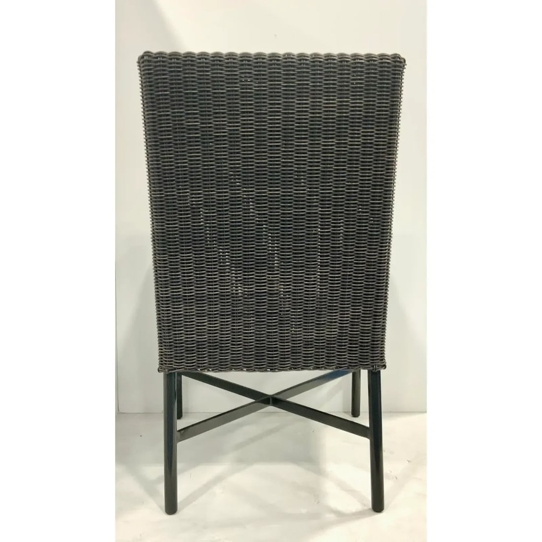 Thomas Pheasant for Baker / McGuire Modern Chocolate Brown Woven Resin Outdoor Dining Chairs Pair - 3