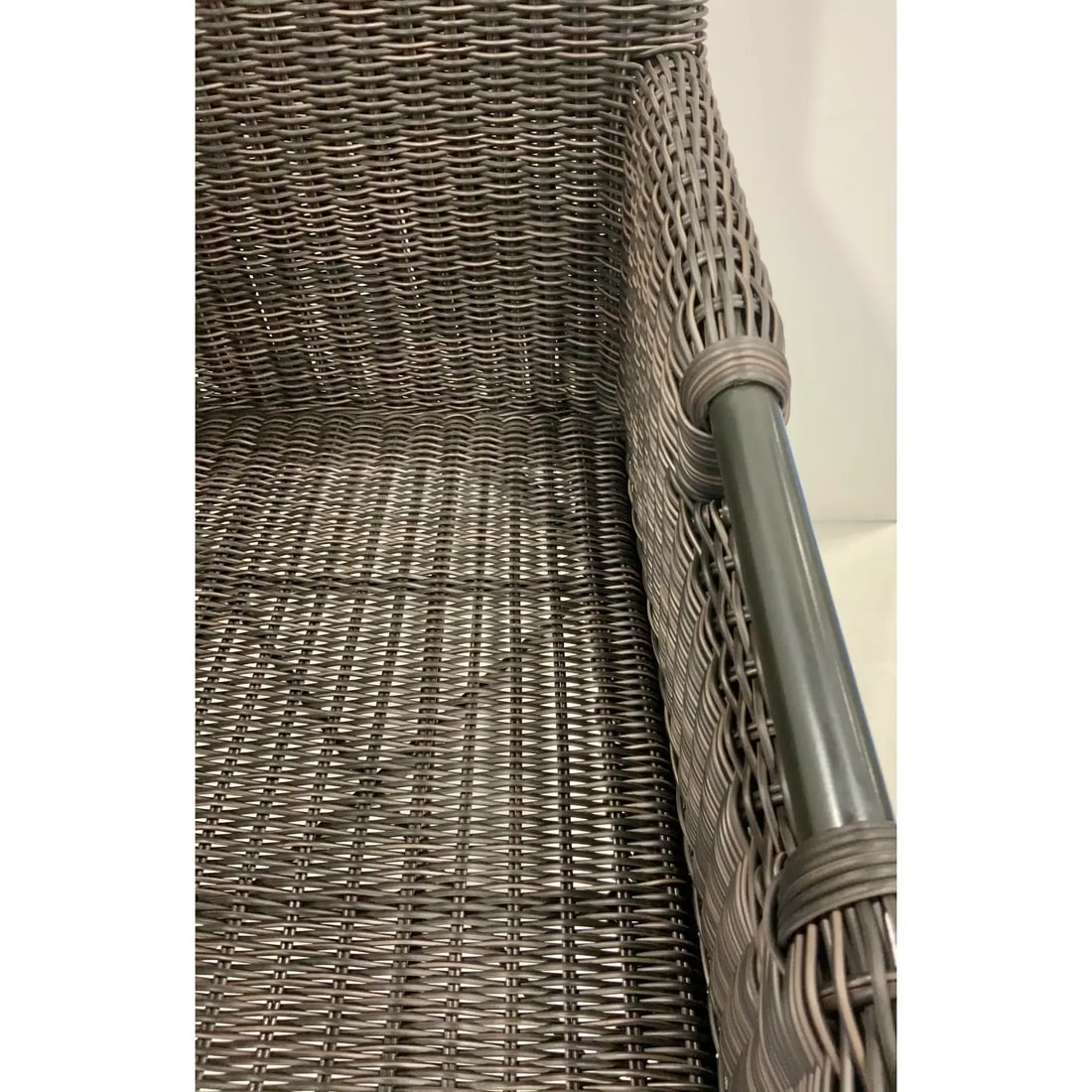 Thomas Pheasant for Baker / McGuire Modern Chocolate Brown Woven Resin Outdoor Dining Chairs Pair - 6