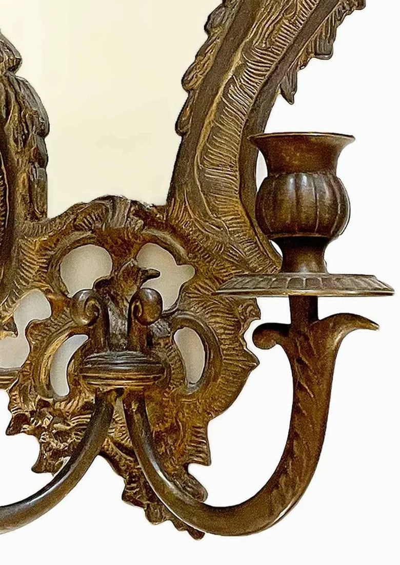 Antique Bronze Wall Sconces - A Pair - 2