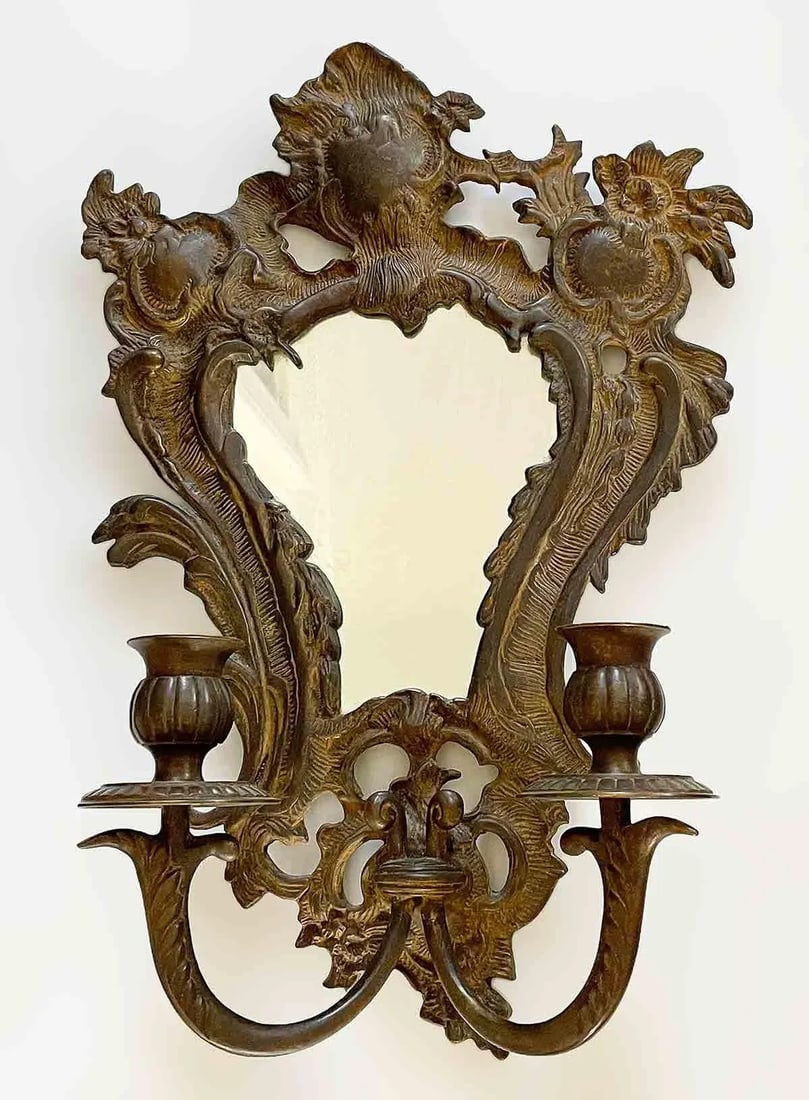Antique Bronze Wall Sconces - A Pair - 8