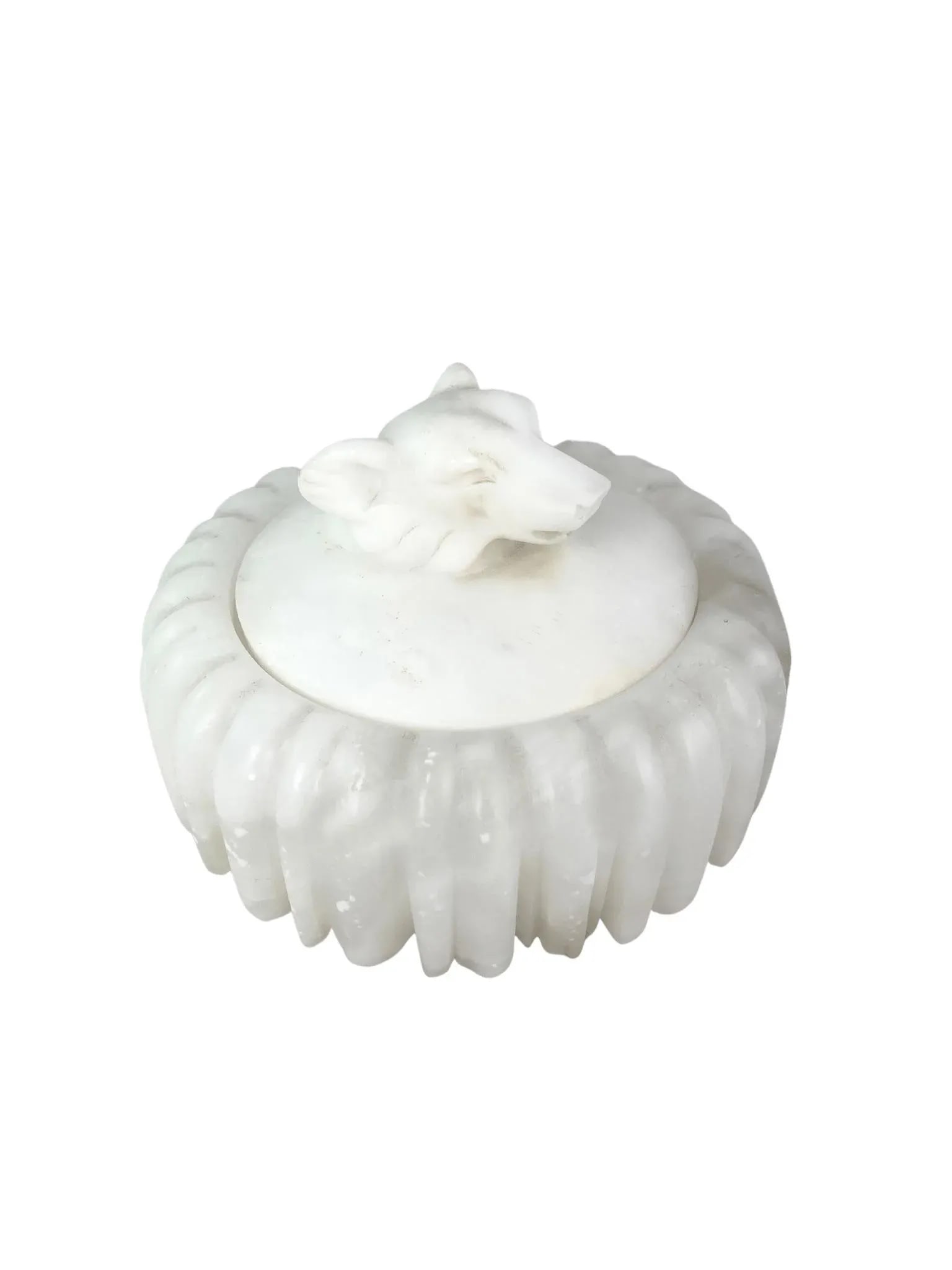 1950s Hand-Carved Italian Alabaster Wolf Box - 11