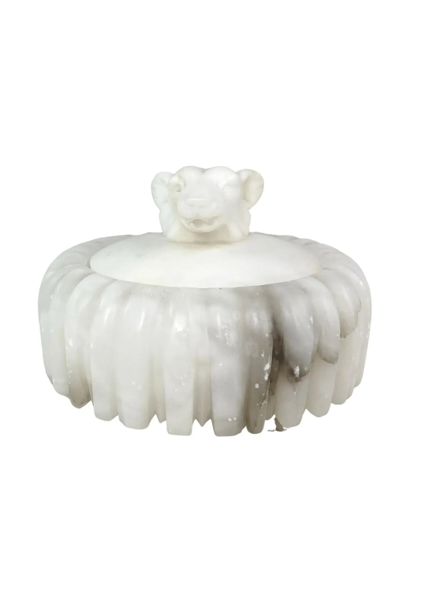 1950s Hand-Carved Italian Alabaster Wolf Box - 3
