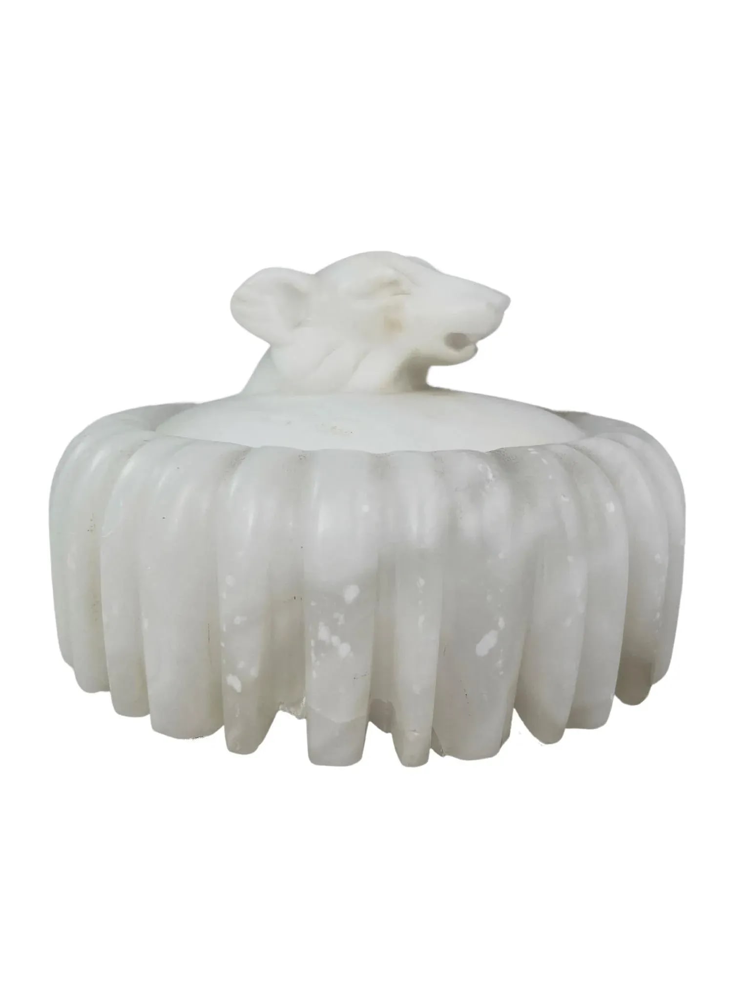 1950s Hand-Carved Italian Alabaster Wolf Box - 9