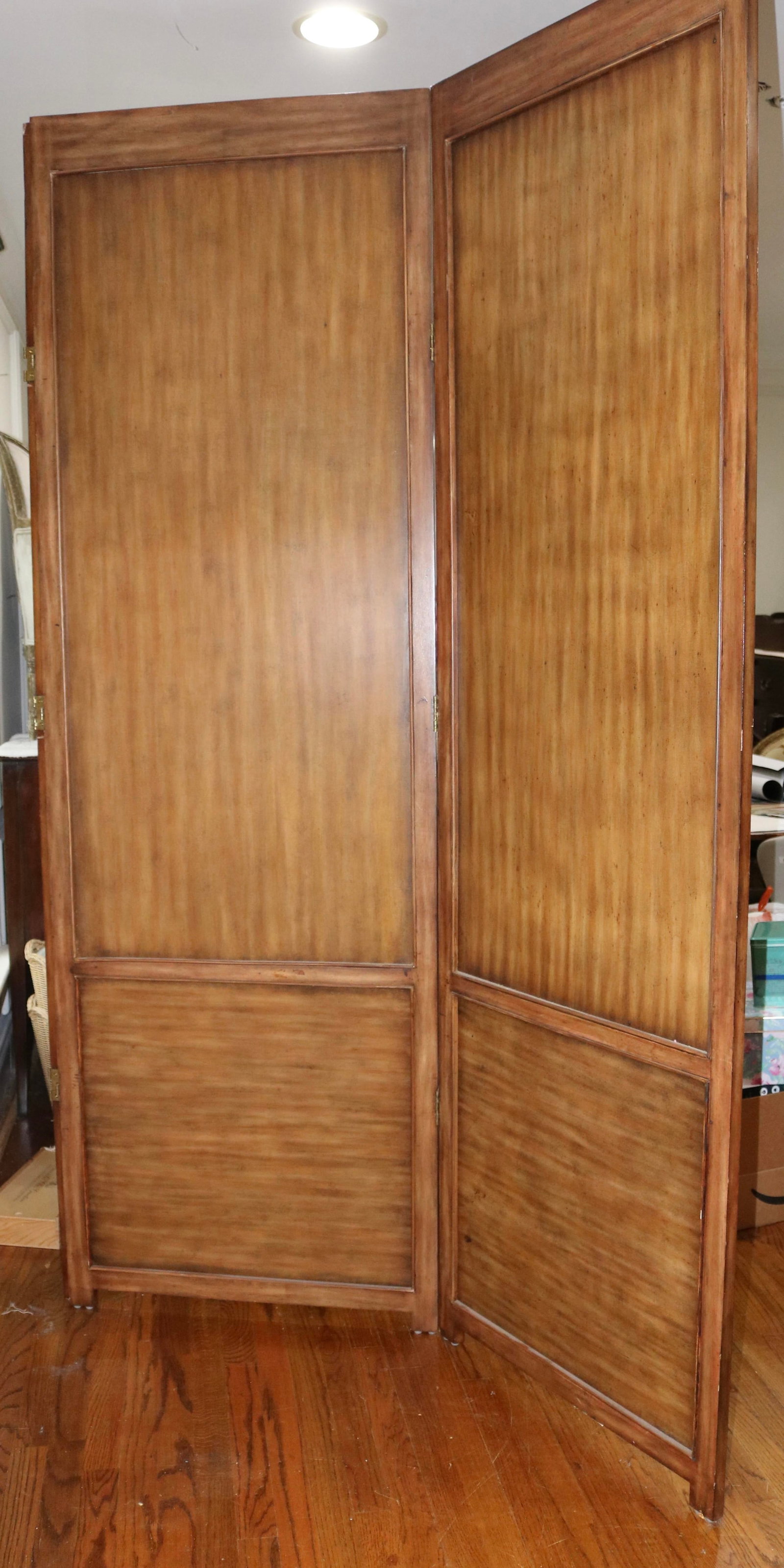 Italian Vintage Hand Carved Wood Room Divider Screen With Painted Scene of Tuscany Landscape - 4
