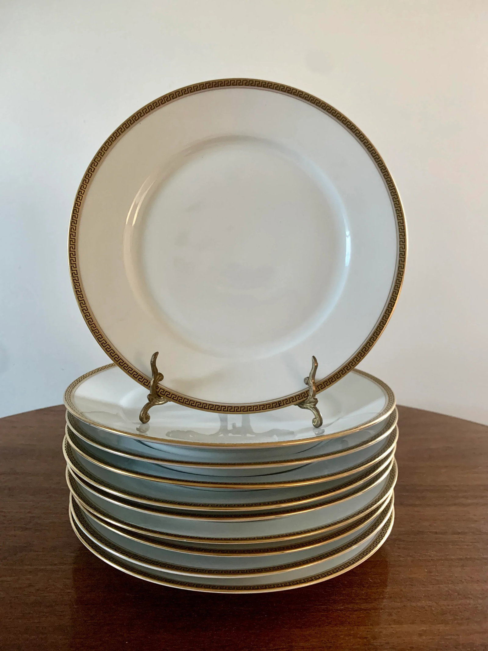Antique German Greek Key Rimmed Luncheon Plates by Kpm, 1920s - 8