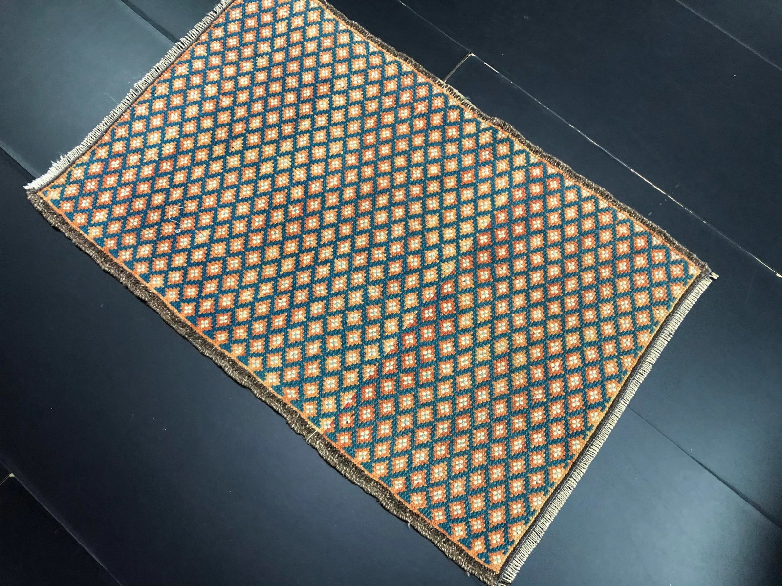 1960s Vintage Geometric Wool Rug - 2