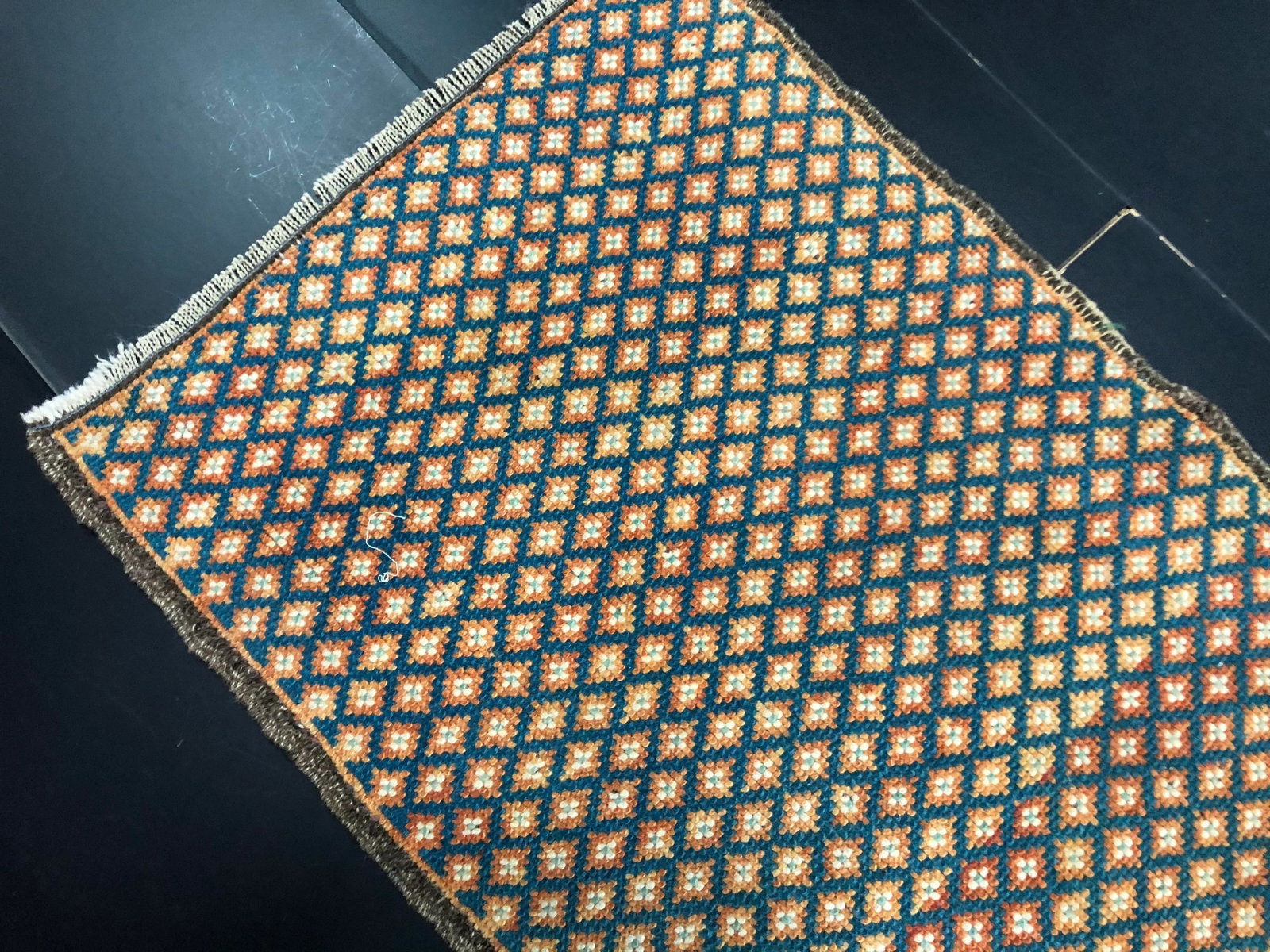 1960s Vintage Geometric Wool Rug - 3