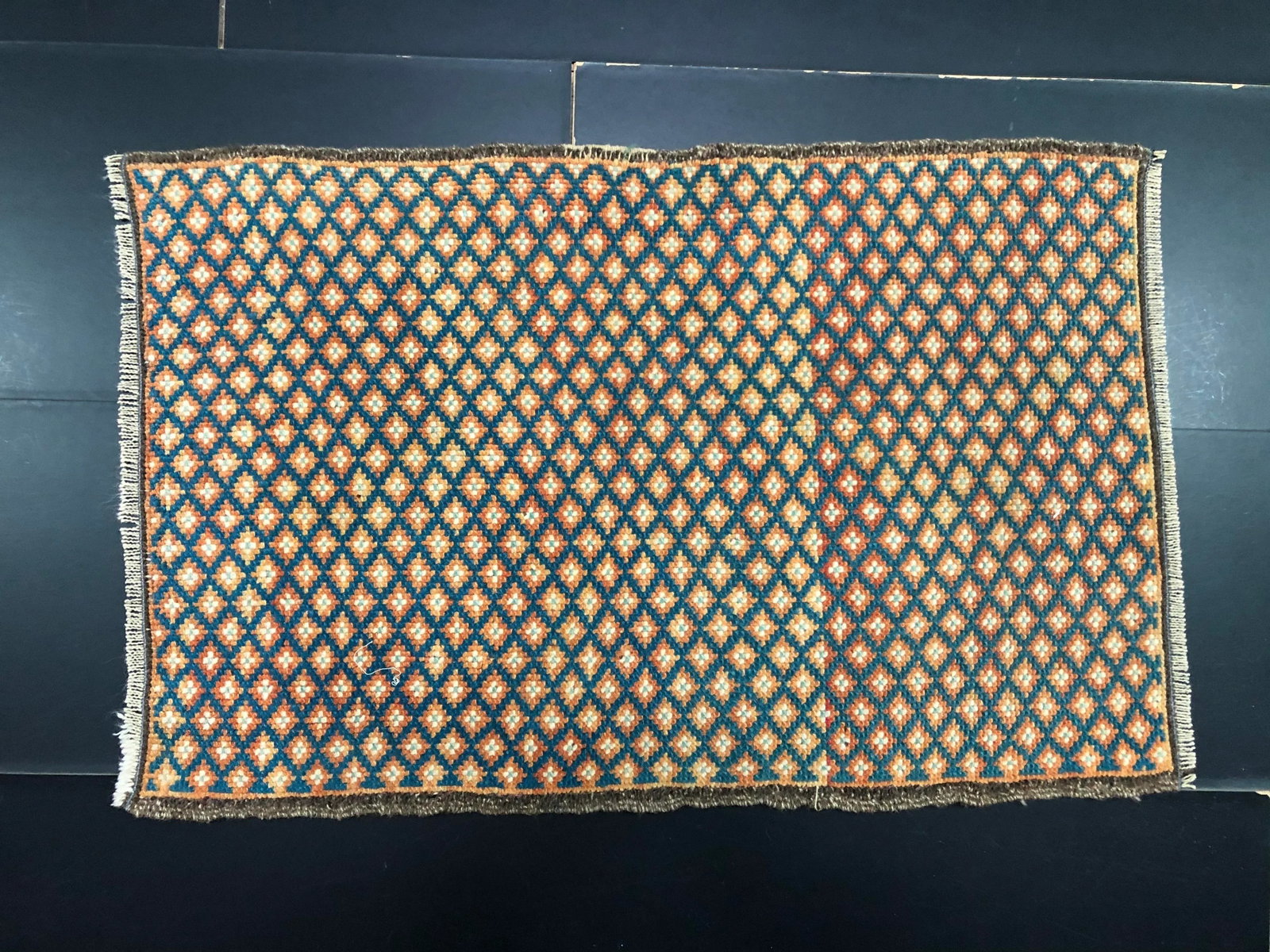 1960s Vintage Geometric Wool Rug - 6